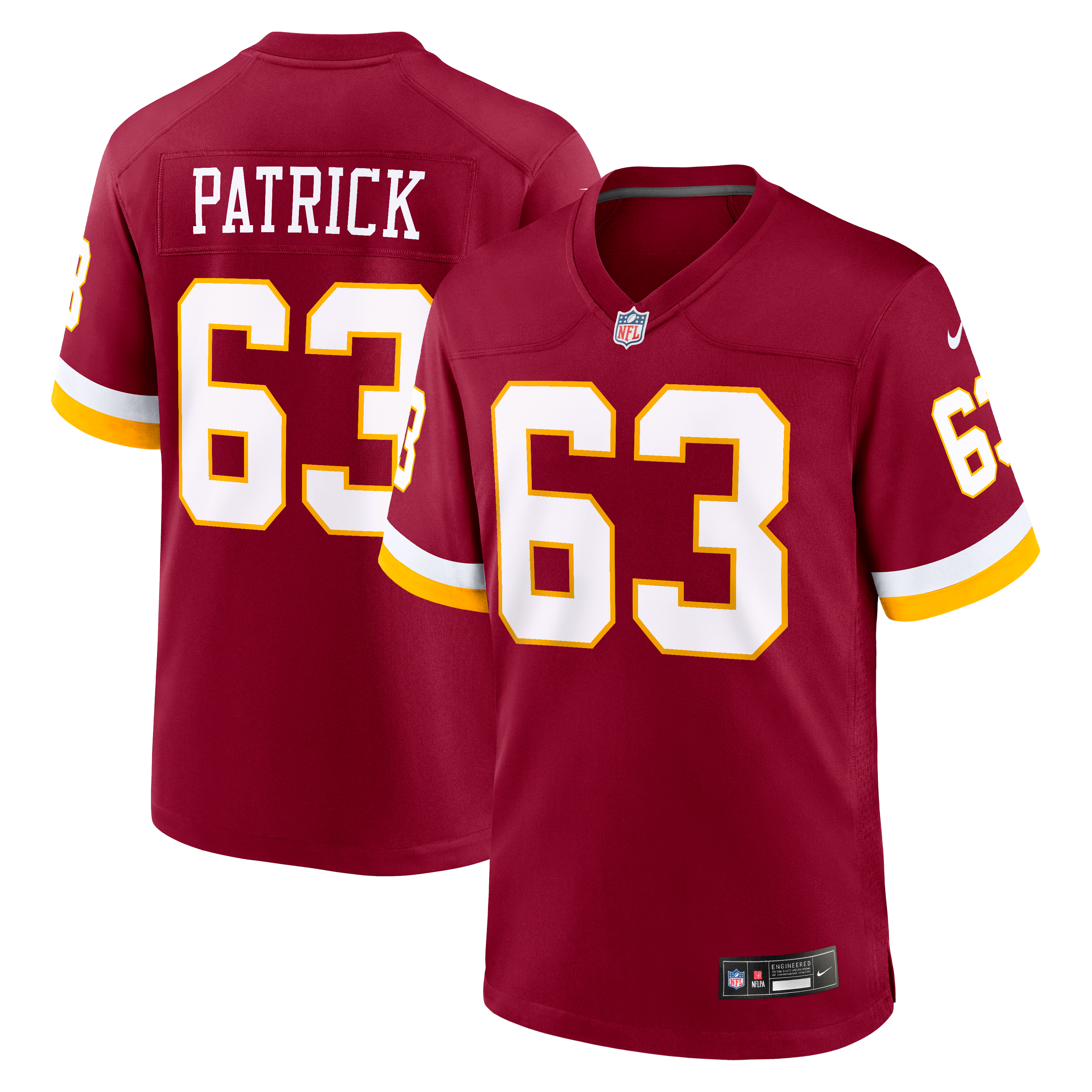 Maillot de match Nike Lucas Patrick bordeaux Washington Commanders pour homme
