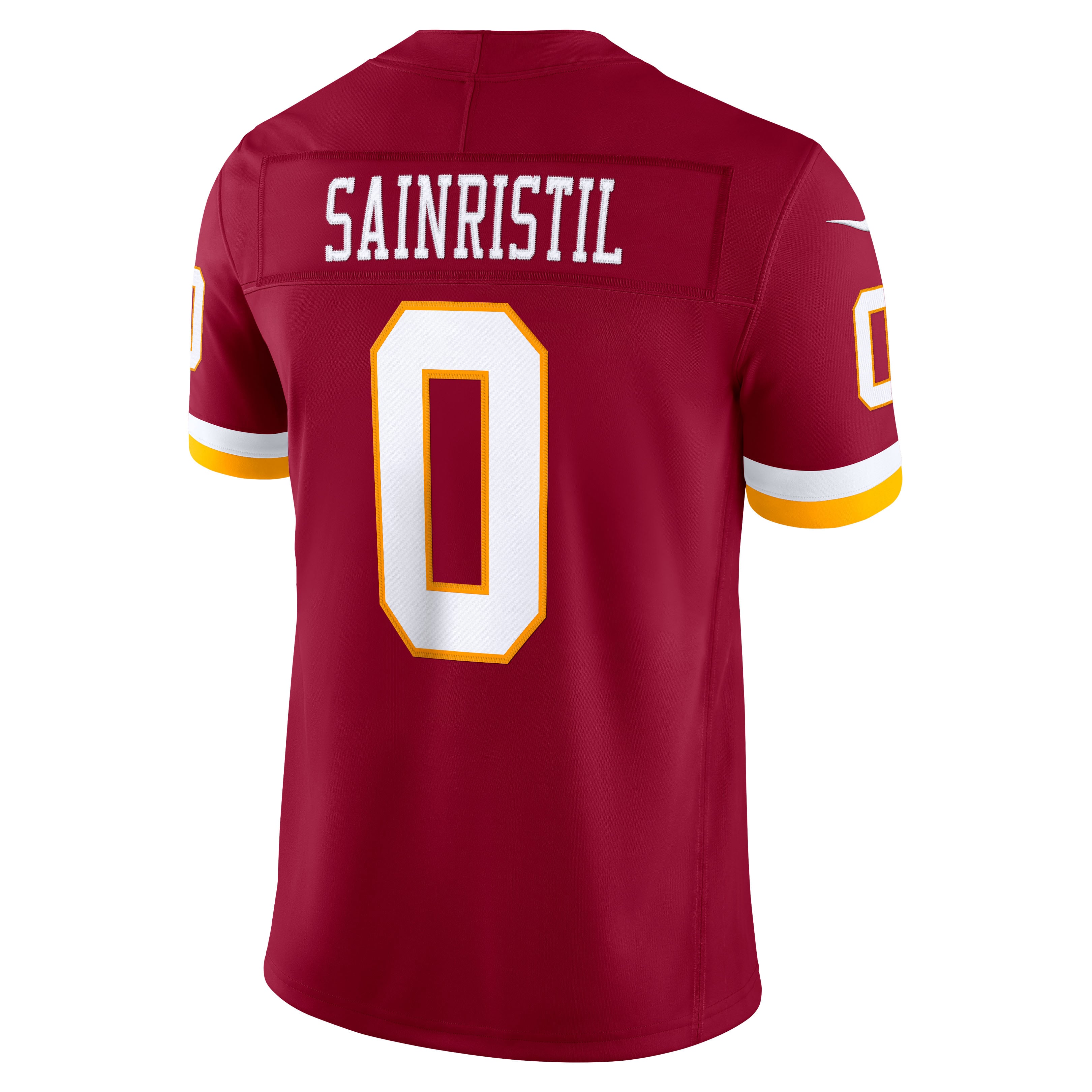Maillot Nike Mike Sainristil bordeaux Washington Commanders Team Vapor F.U.S.E. édition limitée cousue pour homme