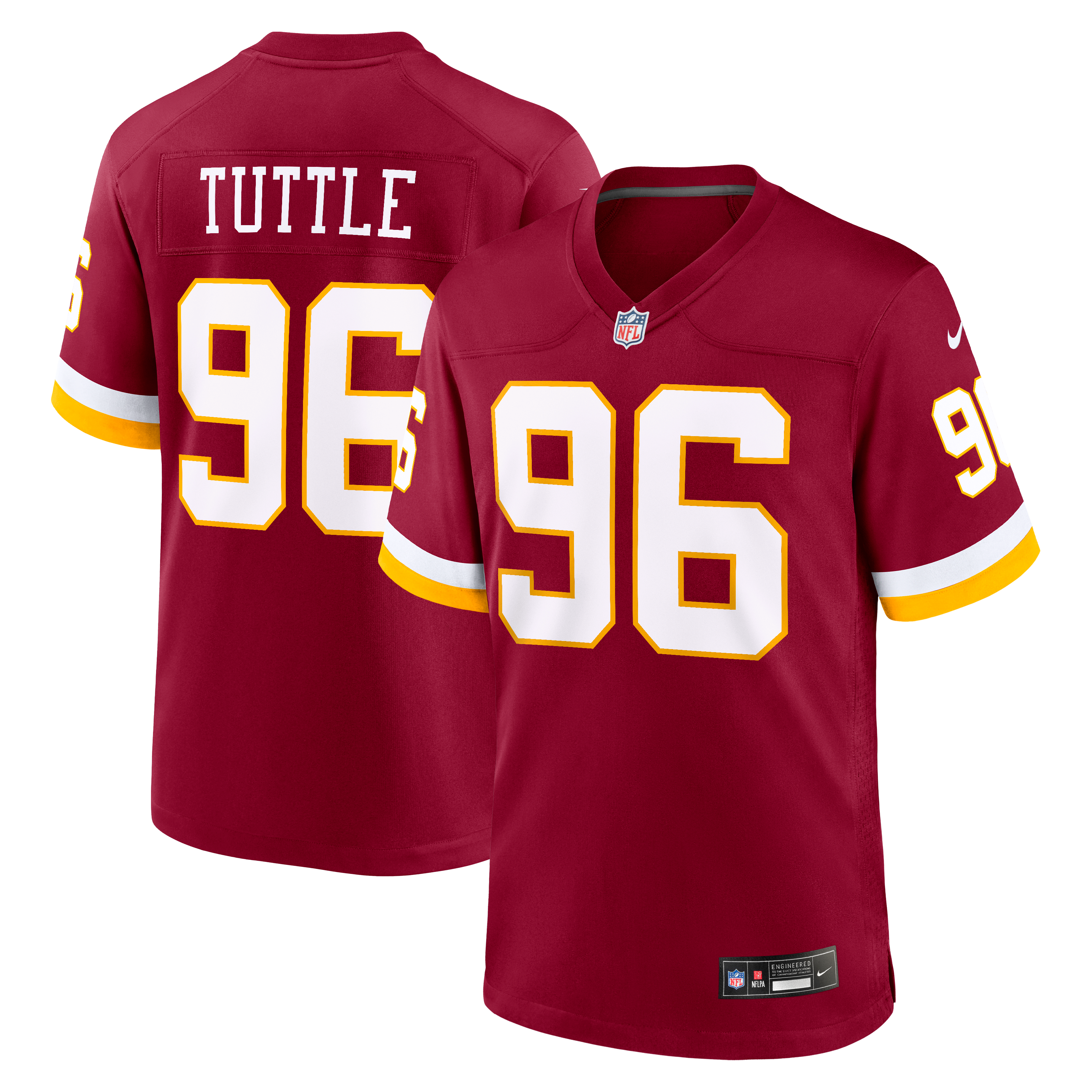 Maillot de match Nike Shy Tuttle bordeaux pour homme, Washington Commanders
