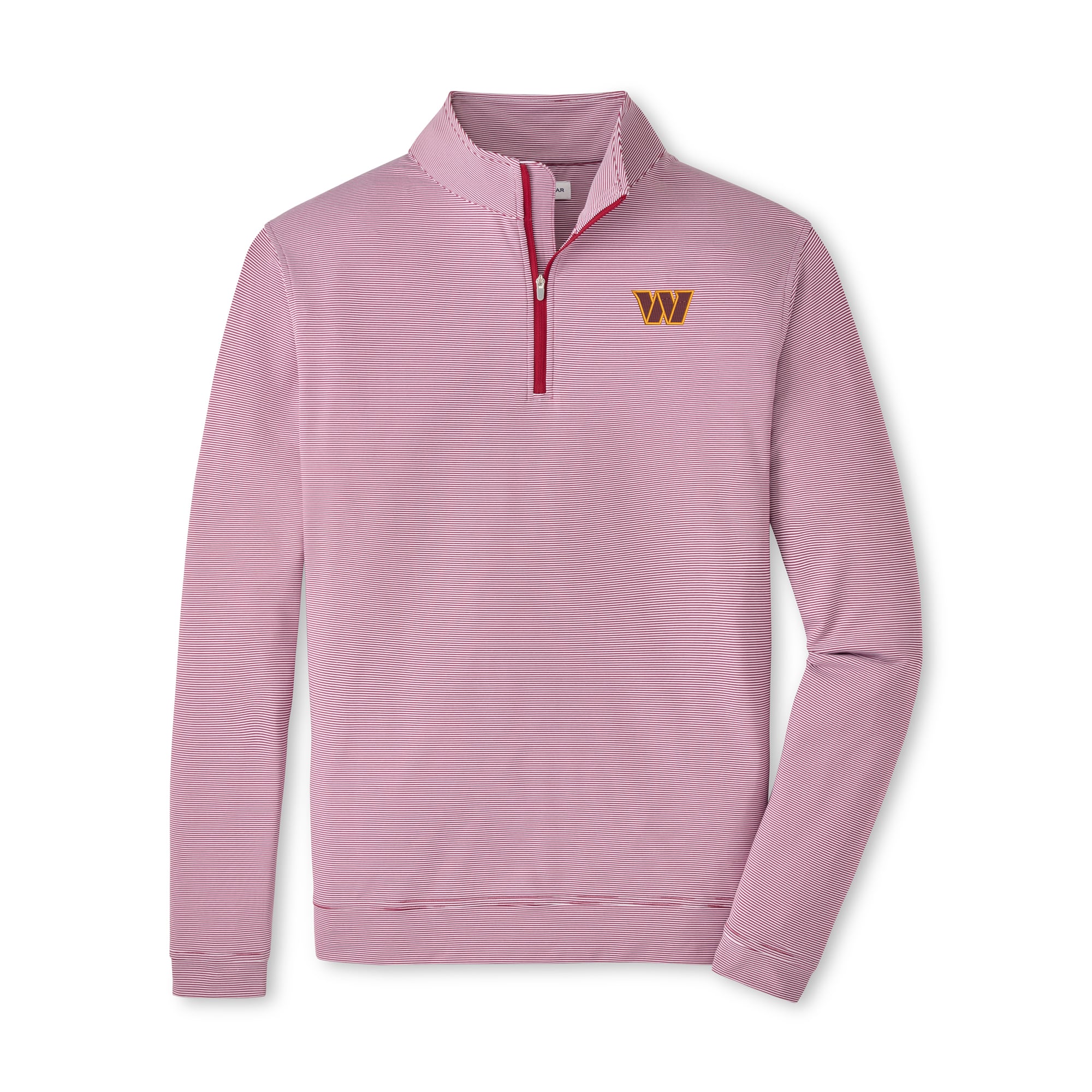 Pull à col zippé Peter Millar Washington Commanders Perth Sugar Stripe Performance pour homme, bordeaux et blanc
