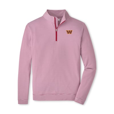 Washington Commanders Peter Millar Perth Sugar Stripe Performance Quarter-Zip Pullover - Burgundy/White