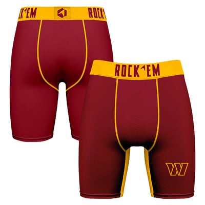  Washington Commanders Rock Em Primary Logo Boxer Briefs - Burgundy