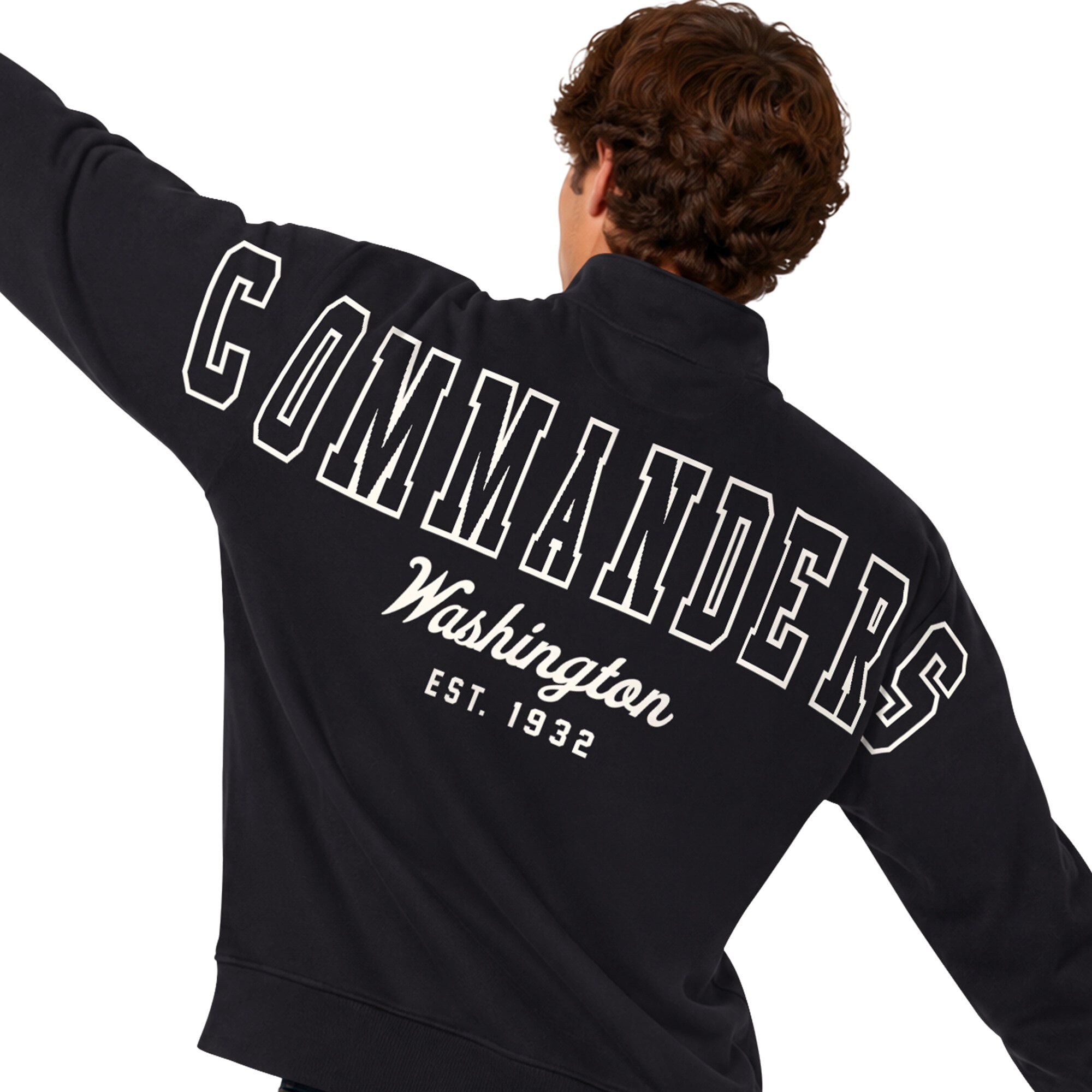 Men's Starter Black Washington Commanders Thursday Night Gridiron Batwing Quarter-Zip Sweatshirt