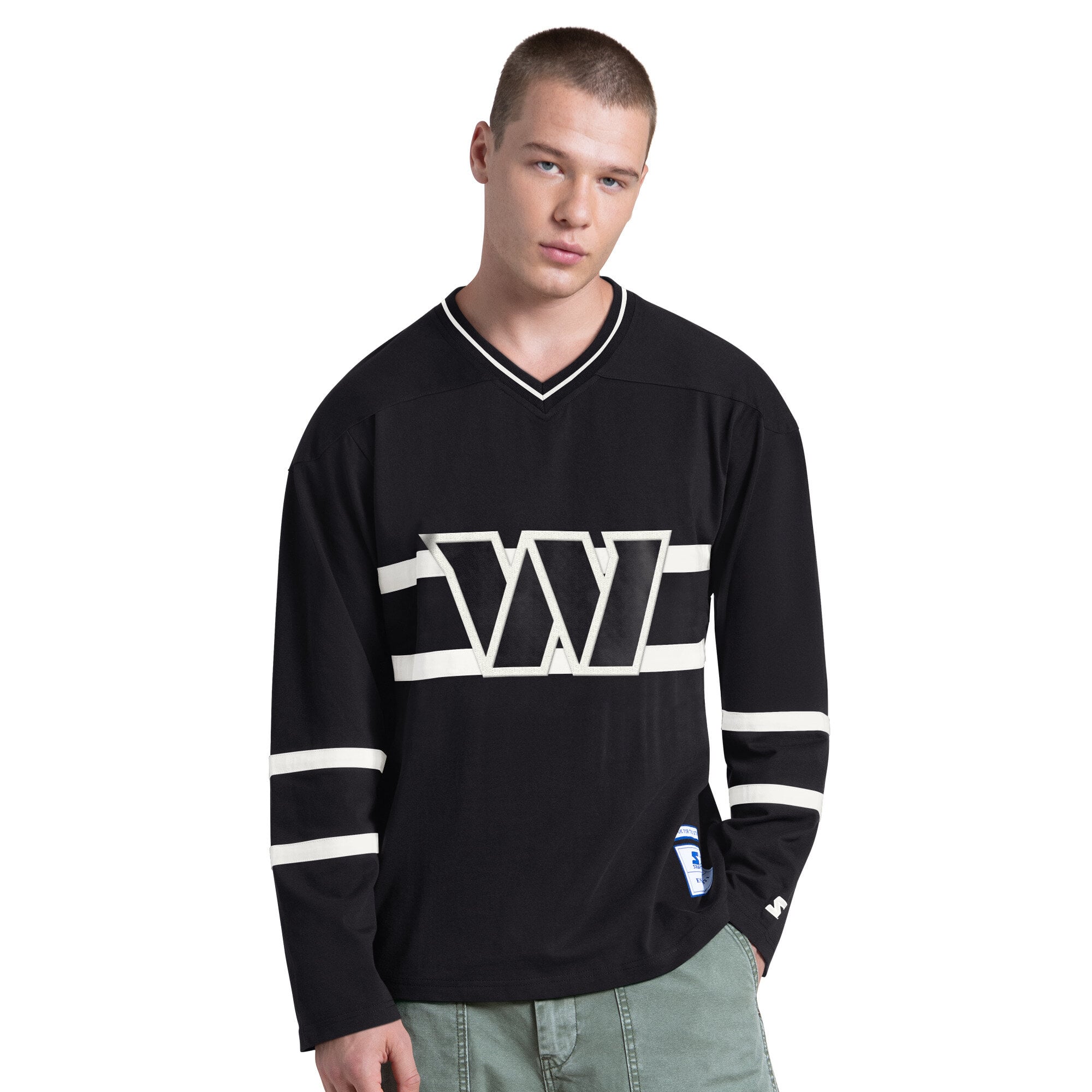 T-shirt à manches longues Starter noir et blanc Washington Commanders pour homme