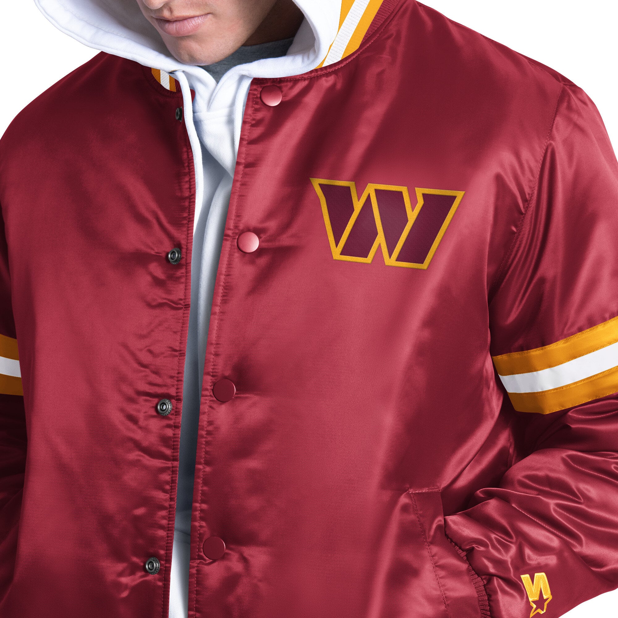 Veste universitaire Starter bordeaux Washington Commanders Courtside à boutons-pression pour homme