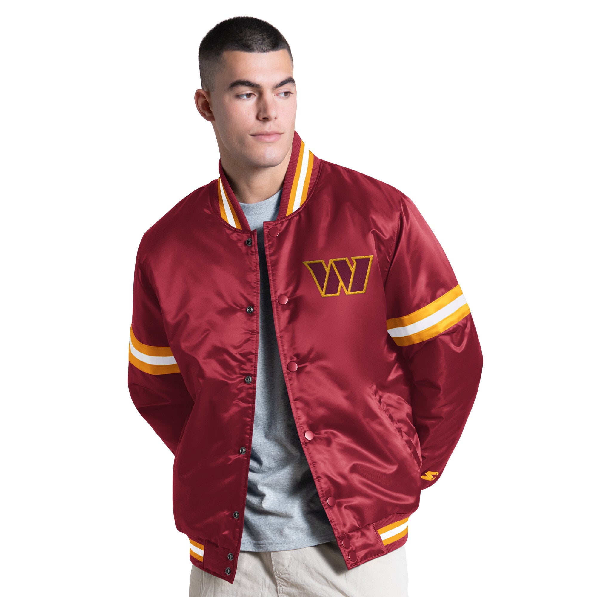 Veste universitaire Starter bordeaux Washington Commanders Courtside à boutons-pression pour homme