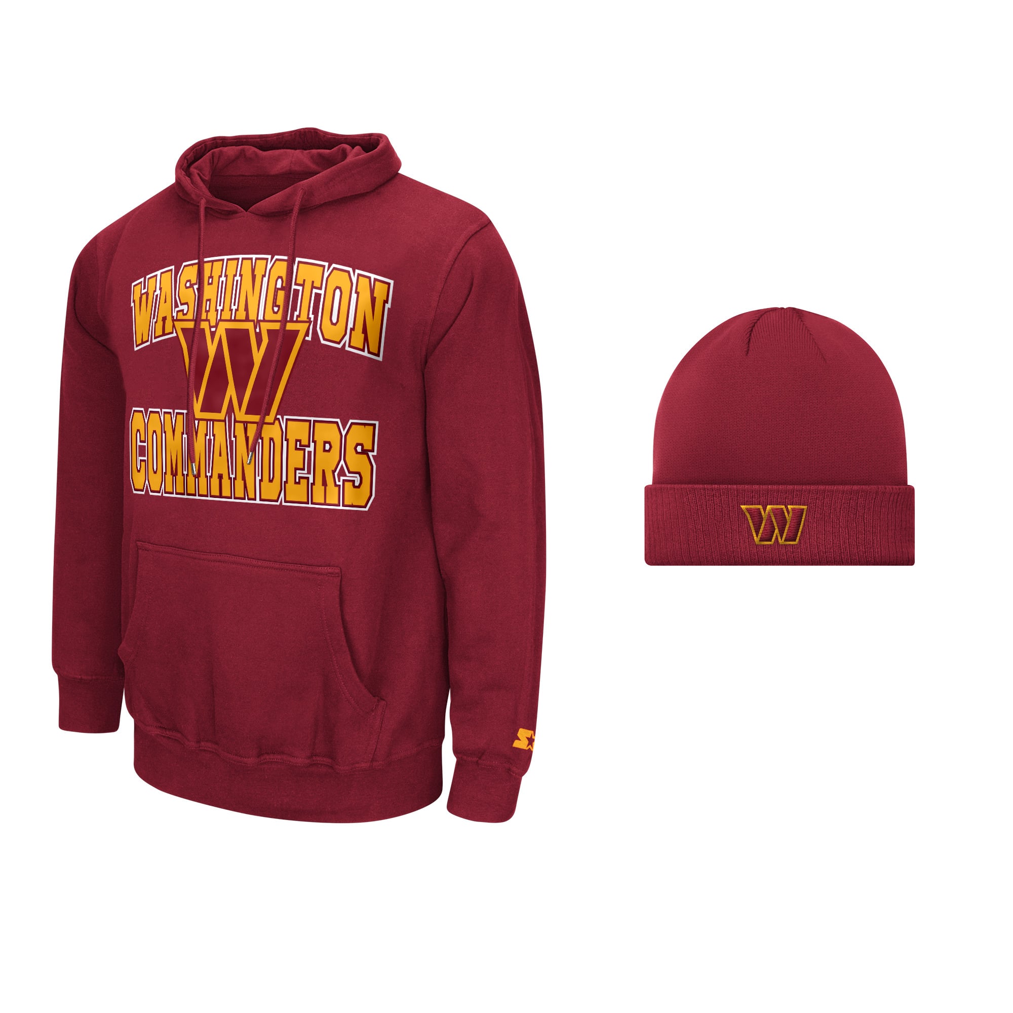 Men's Starter Burgundy Washington Commanders Hoodie and Cuffed Knit Hat Combo Pack