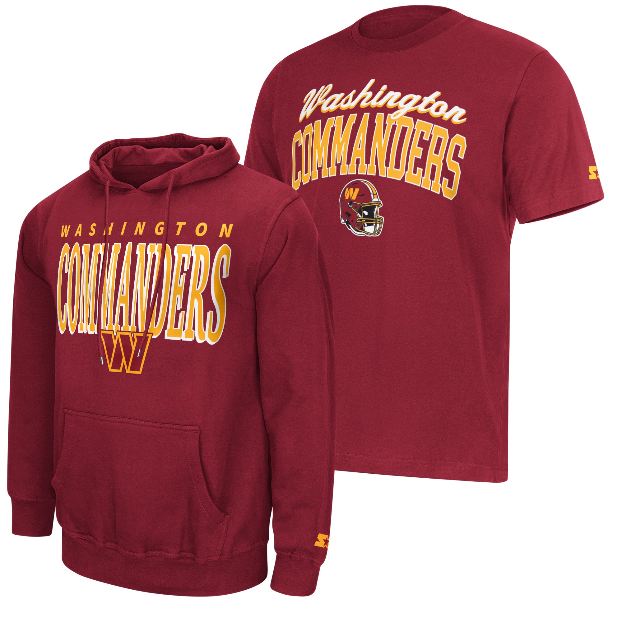 Ensemble t-shirt et sweat à capuche Starter bordeaux pour homme, logo des Washington Commanders