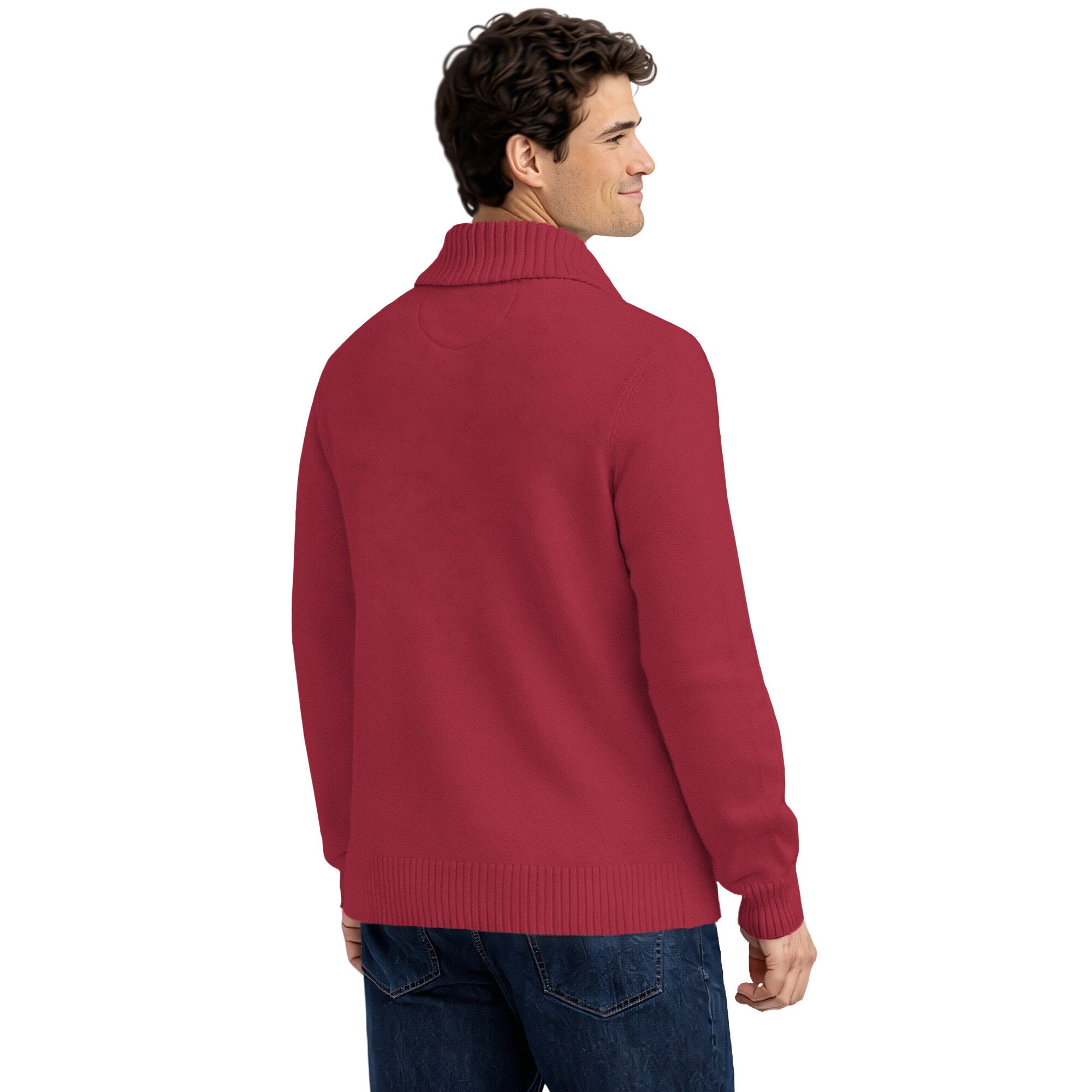 Men's Starter Burgundy Washington Commanders Shawl Collar Heavy Knit Cardigan Sweater
