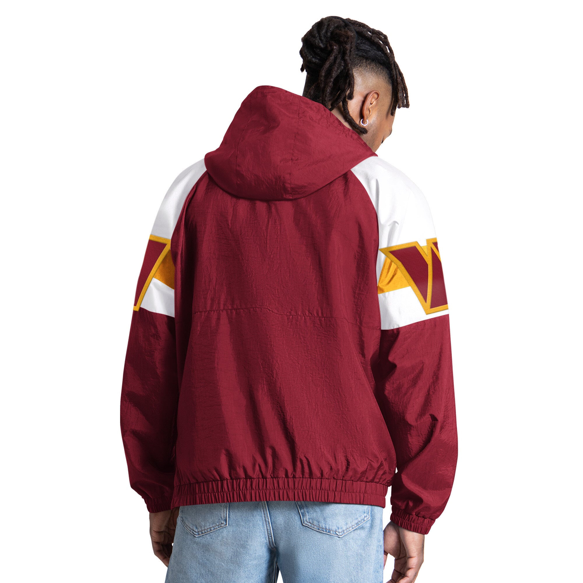 Veste Starter pour homme, bordeaux, Washington Commanders, coupe streetwear, demi-zip