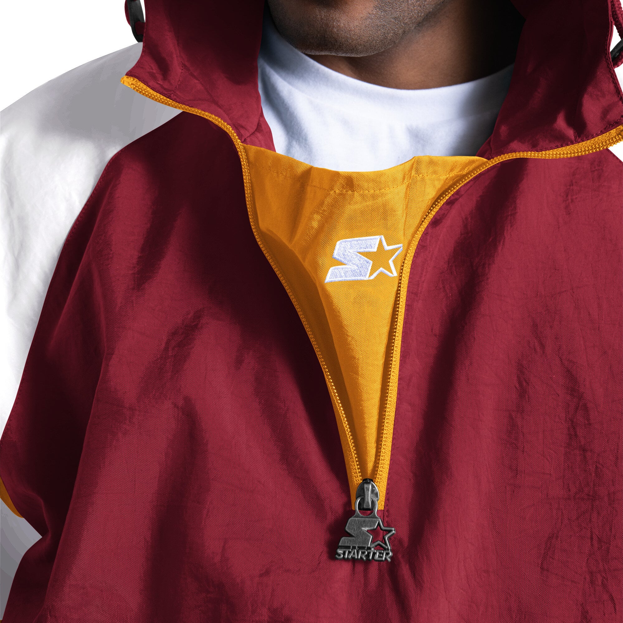 Veste Starter pour homme, bordeaux, Washington Commanders, coupe streetwear, demi-zip