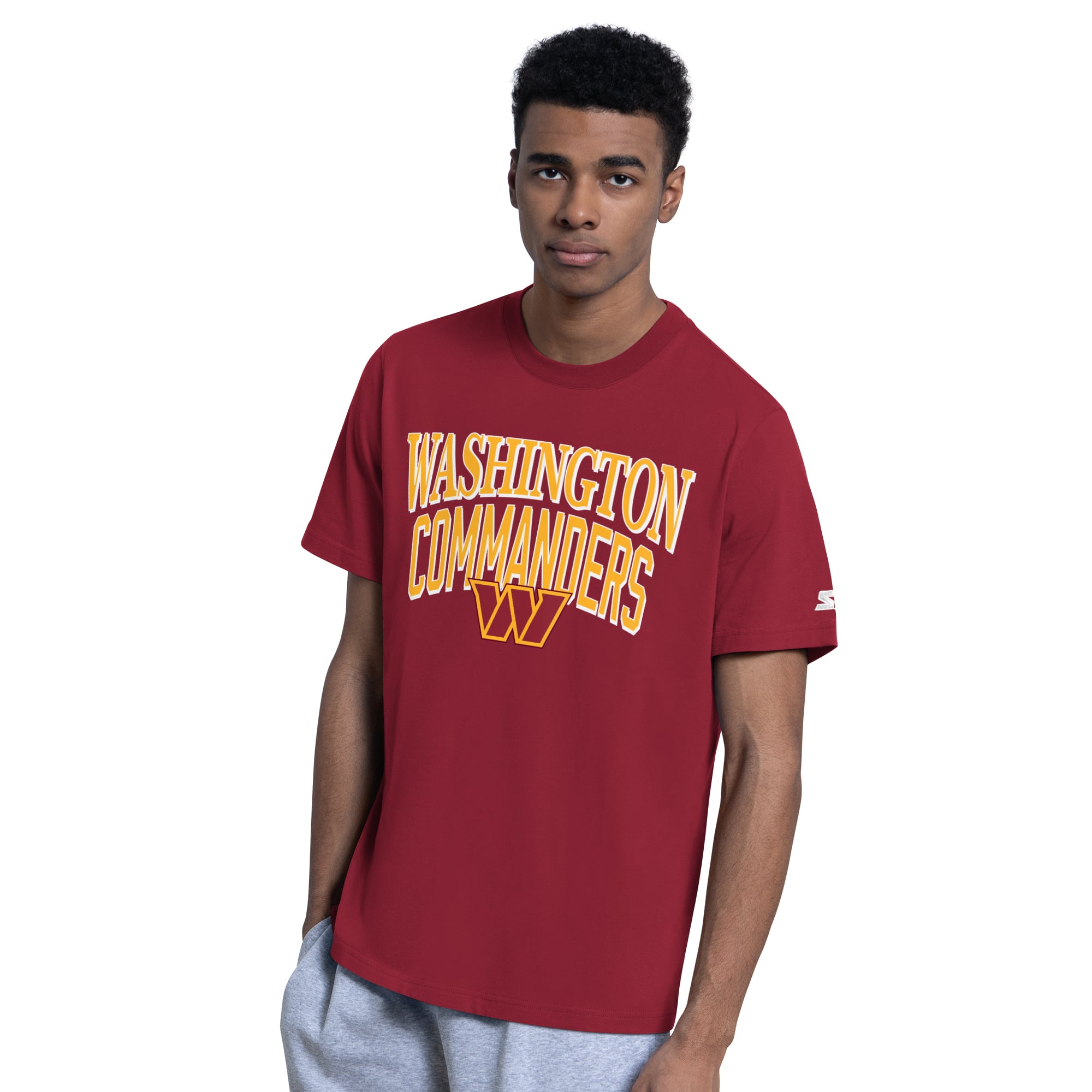 Ensemble de deux t-shirts à logo Washington Commanders pour homme, couleur bordeaux/gris chiné, la marque Starter.