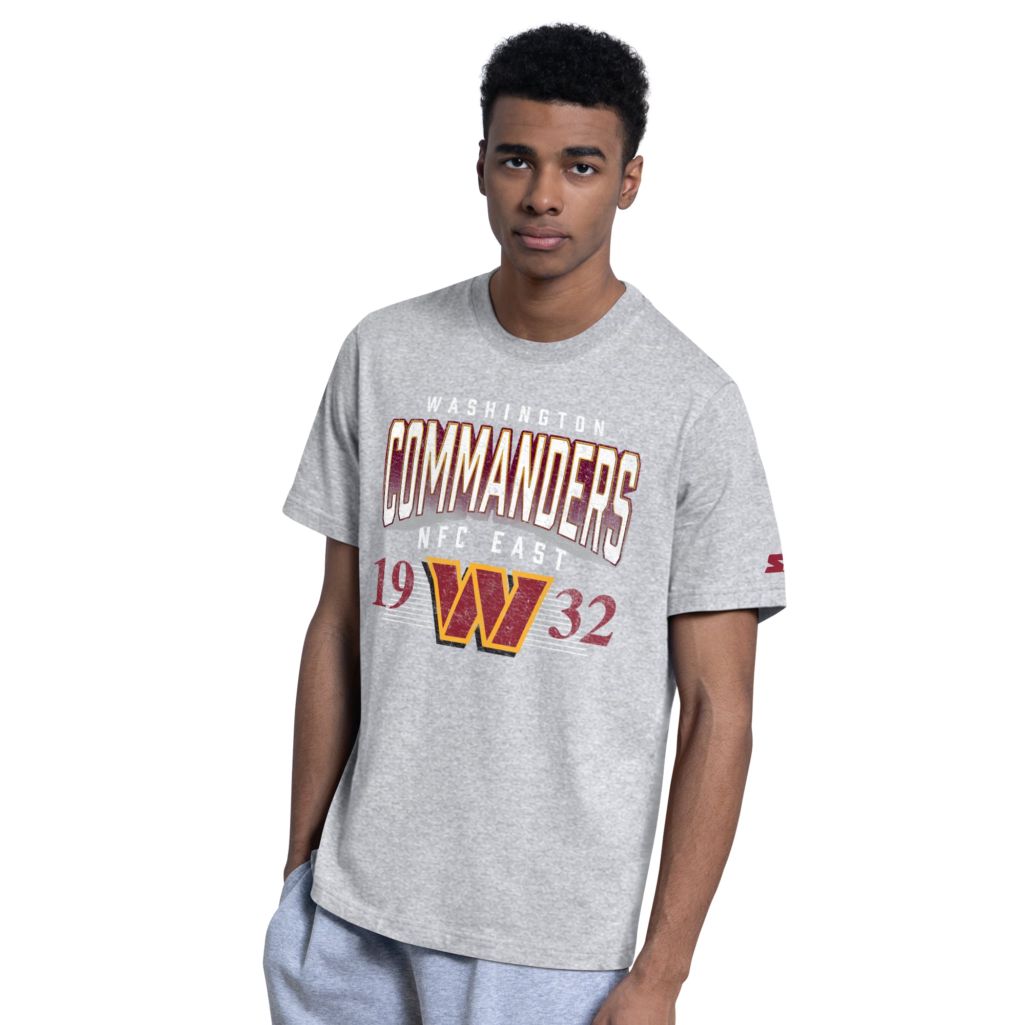 Ensemble de deux t-shirts à logo Washington Commanders pour homme, couleur bordeaux/gris chiné, la marque Starter.