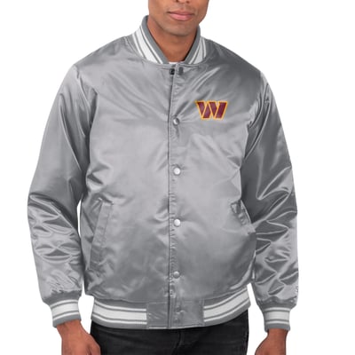 Washington Commanders Starter Printed Team Logo Satin Varsity Full-Snap Jacket - Gray