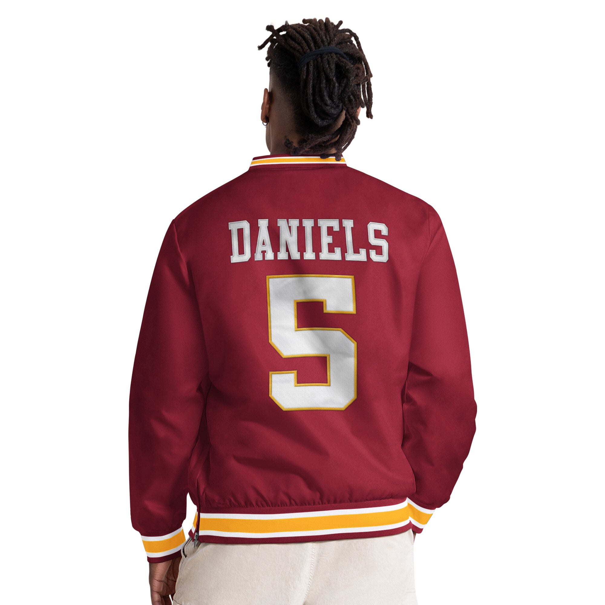 Pull à col en V Jayden Daniels bordeaux Washington Commanders de la marque Starter pour homme