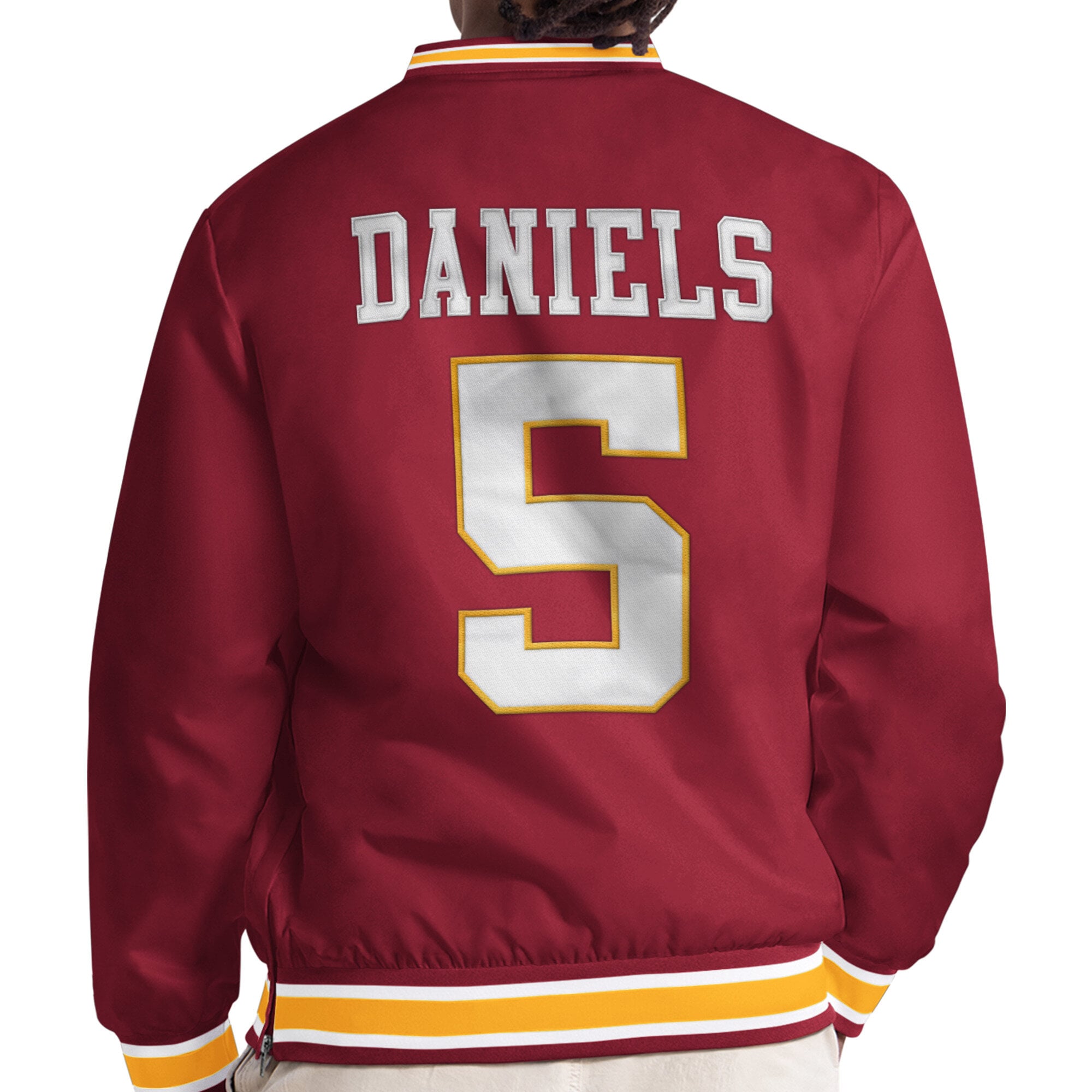 Pull à col en V Jayden Daniels bordeaux Washington Commanders de la marque Starter pour homme