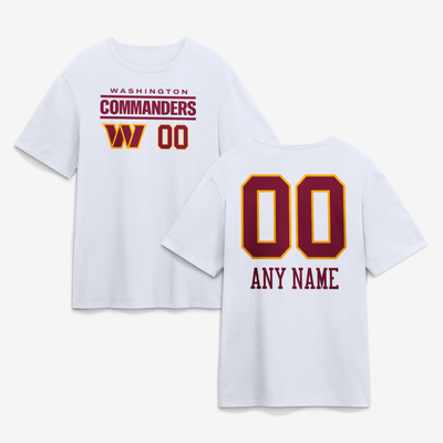 Washington Commanders  Touchdown Wordmark Personalized Name & Number T-Shirt - White