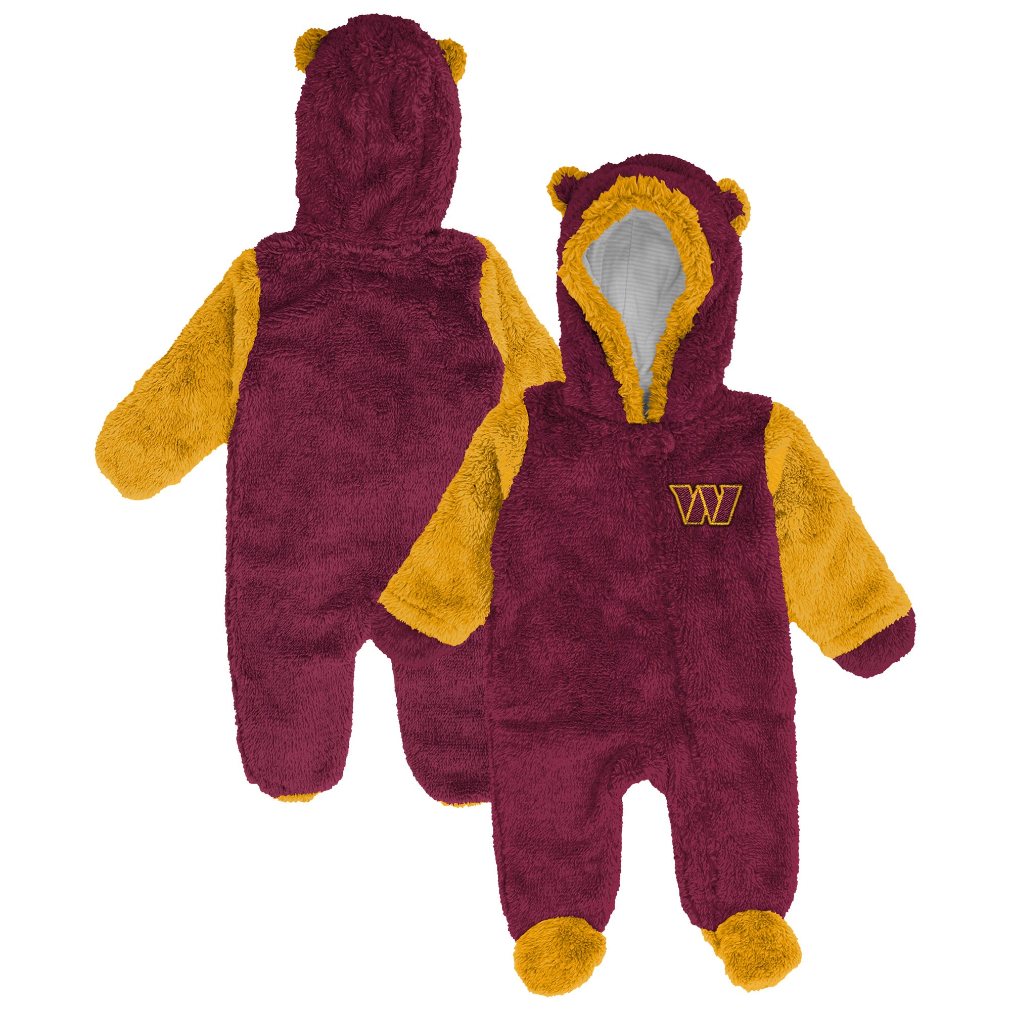 Newborn Outerstuff  Burgundy Washington Commanders Teddy Fleece Bunting Full-Zip Sleeper