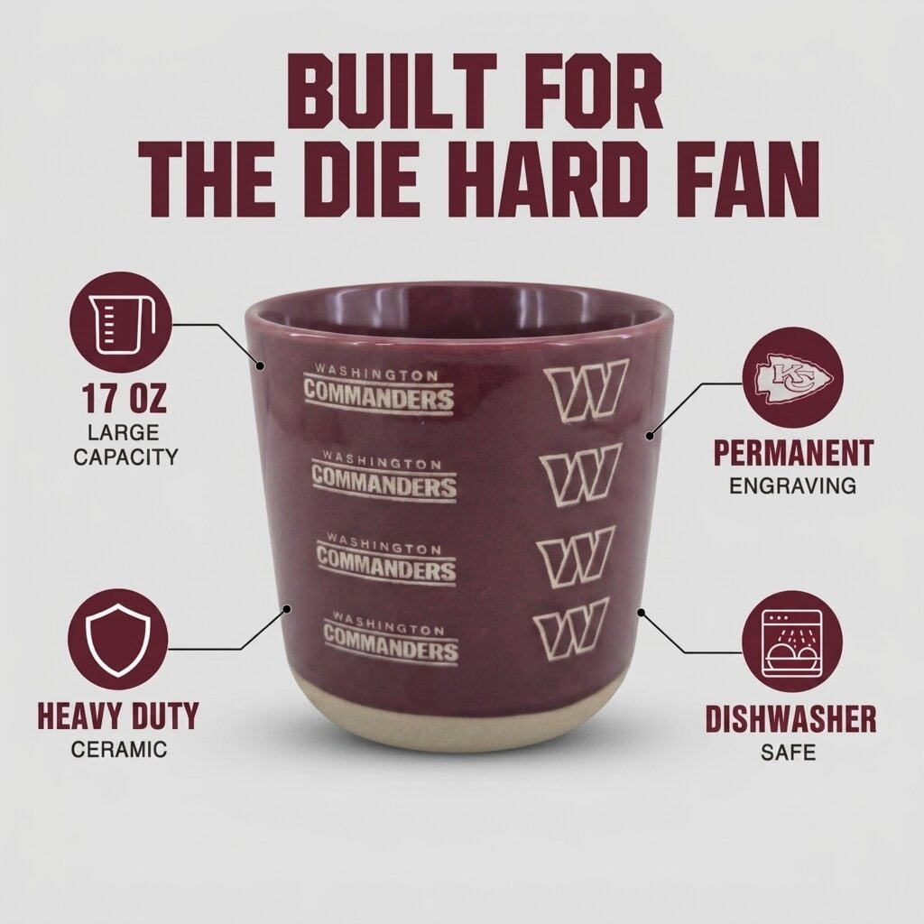 Mug Pegasus Washington Commanders 17 oz, logo ton sur ton, finition sablée
