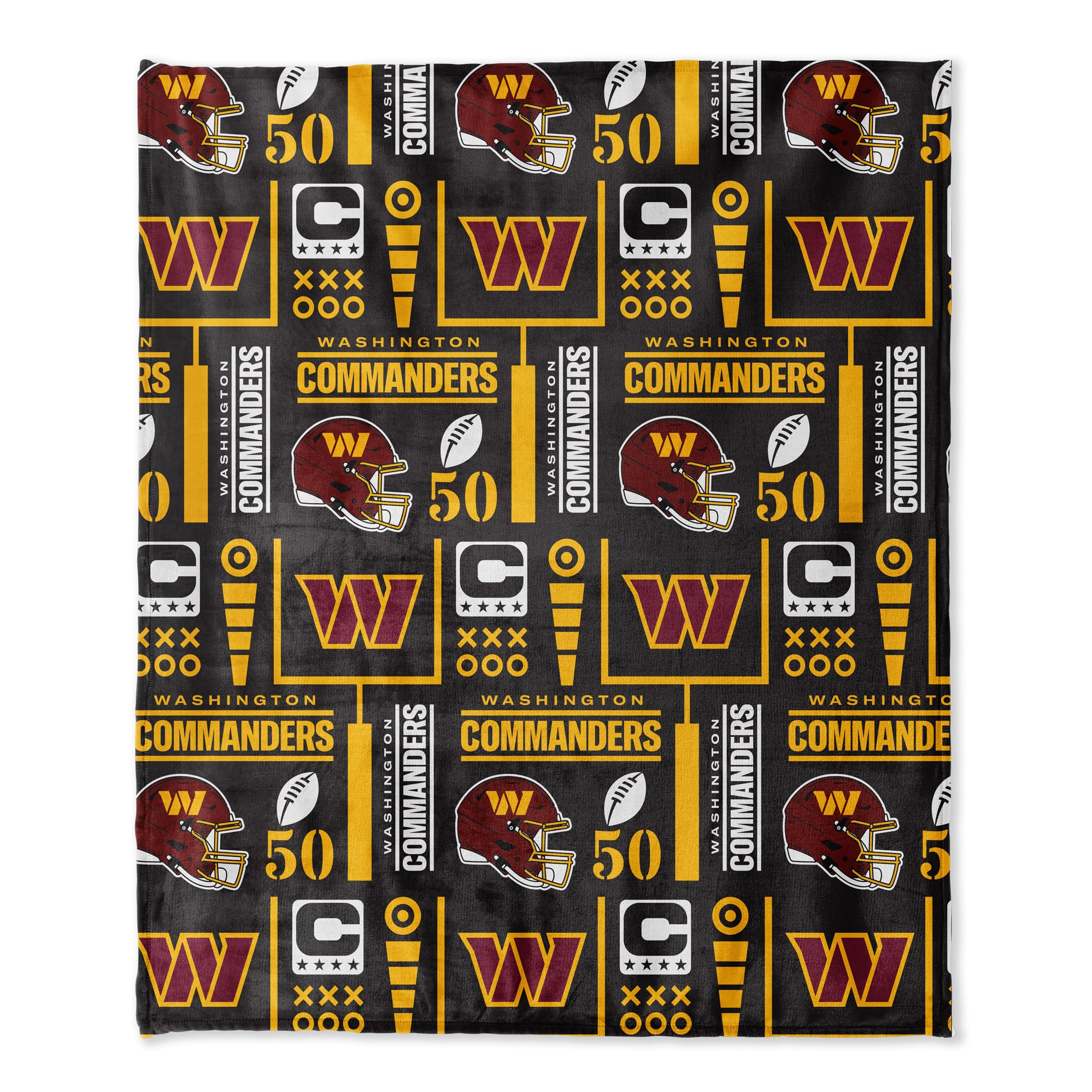 Pegasus Washington Commanders 50" x 60" Blackout Team Spirit Ultra Soft Throw & Plush Football Combo Pack
