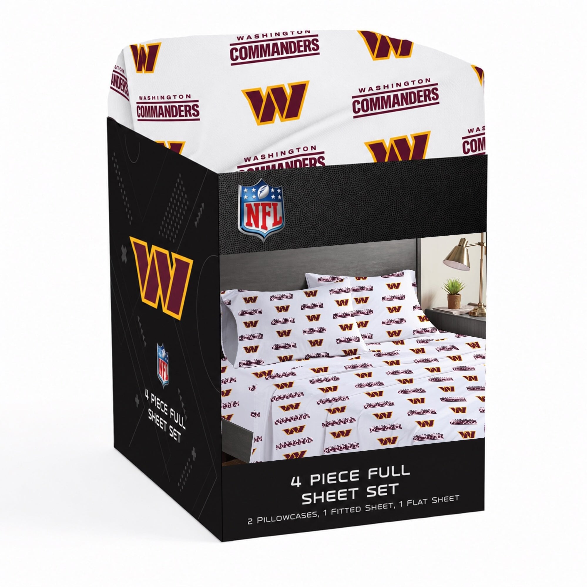 Ensemble de draps complets quatre pièces Pegasus Washington Commanders