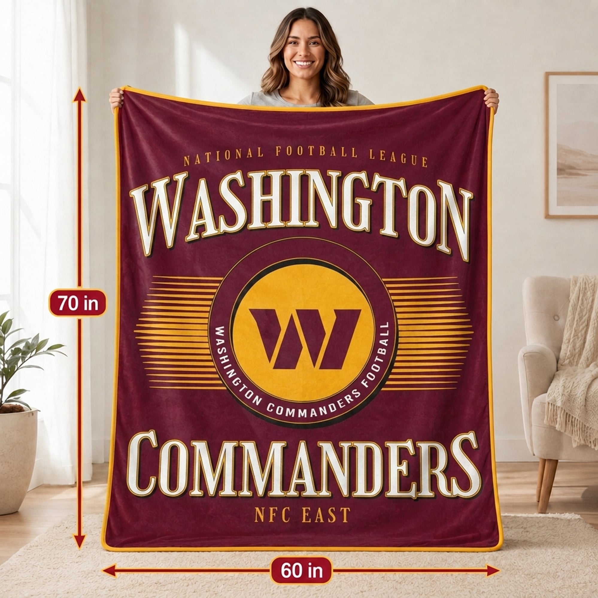 Couverture Pegasus Washington Commanders Spotlight Arch 60" x 70" ultra douce