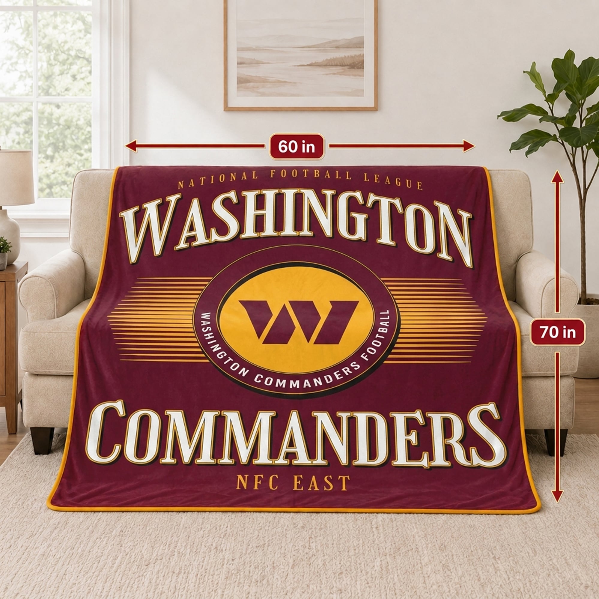 Couverture Pegasus Washington Commanders Spotlight Arch 60" x 70" ultra douce