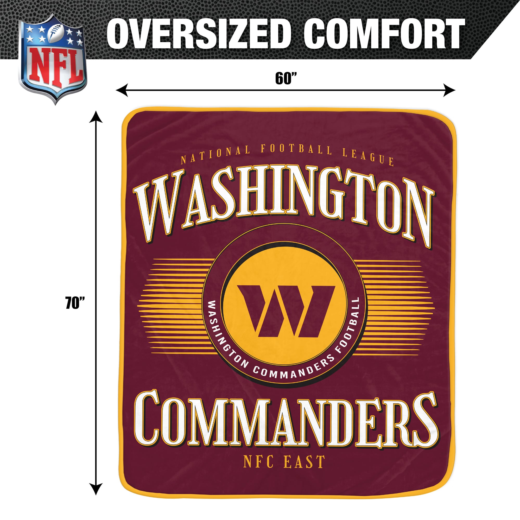 Couverture Pegasus Washington Commanders Spotlight Arch 60" x 70" ultra douce