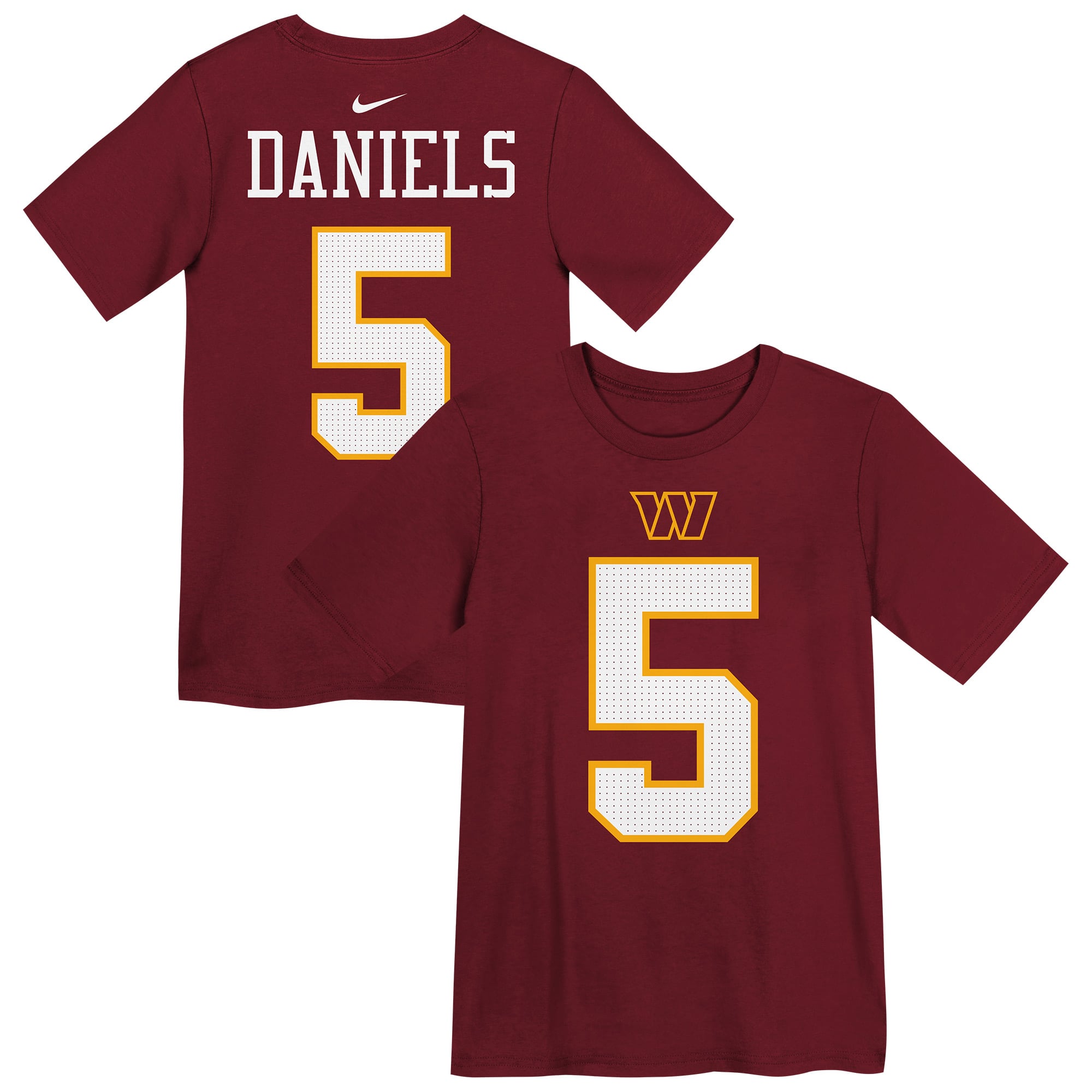 Preschool Nike Jayden Daniels Burgundy Washington Commanders Name & Number T-Shirt