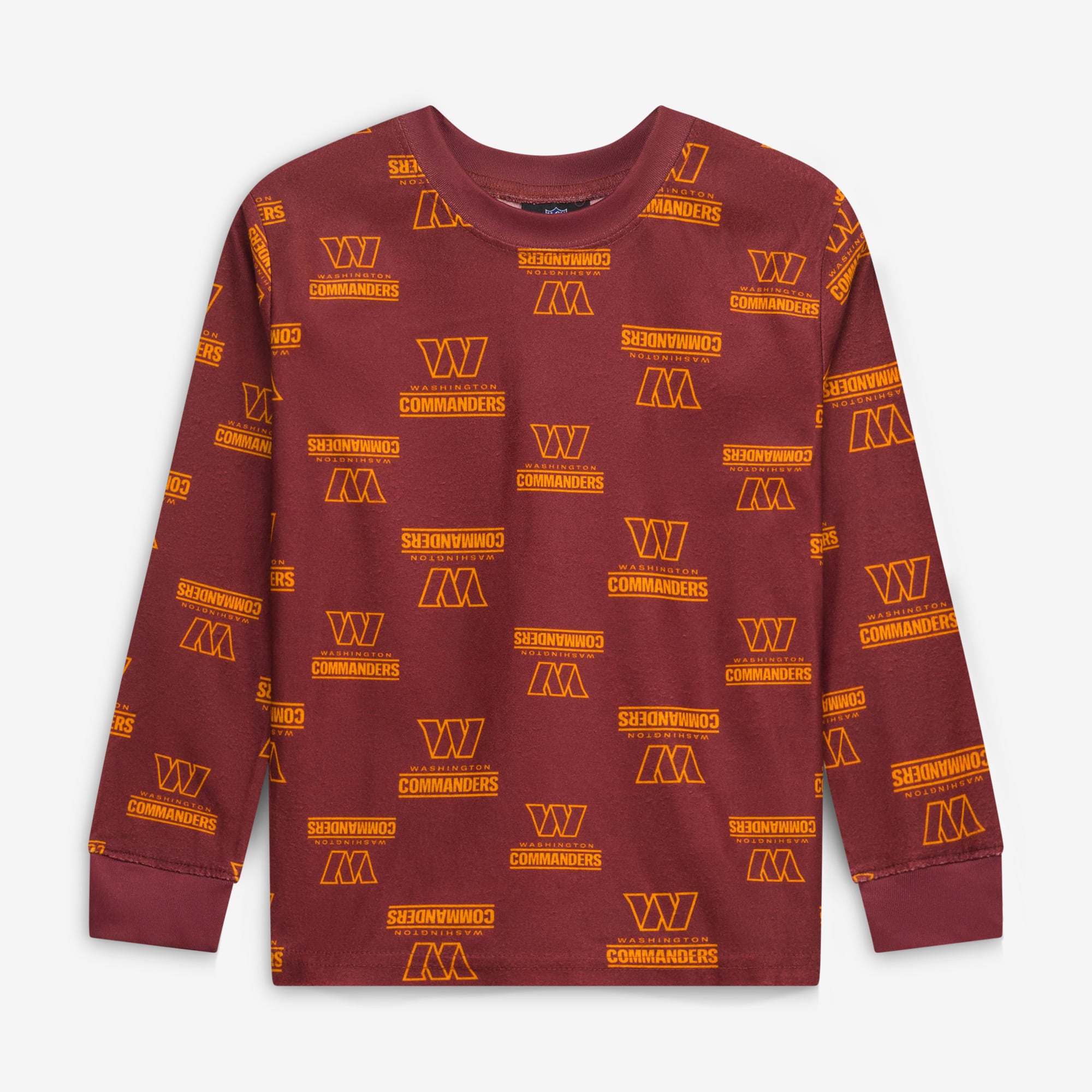 Preschool Outerstuff Burgundy Washington Commanders All-Over-Print Long Sleeve T-Shirt and Pants Sleep Set