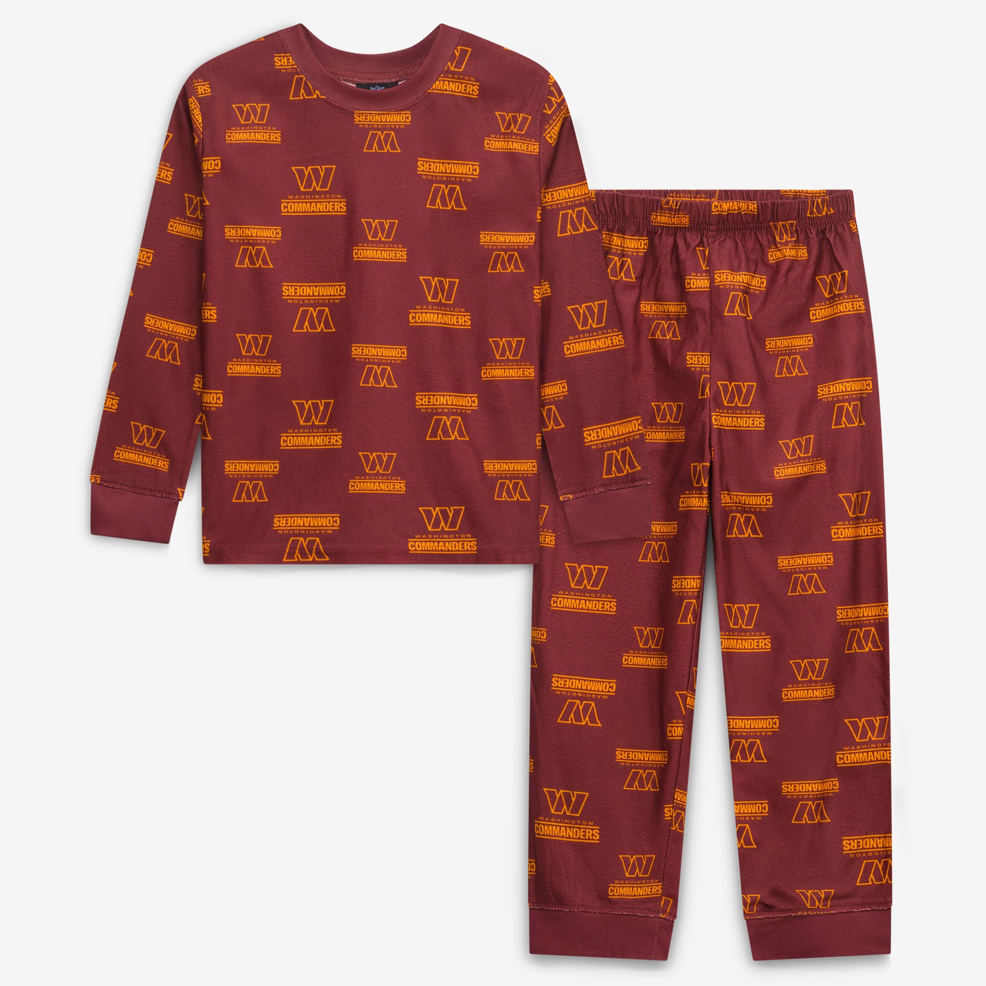 Preschool Outerstuff Burgundy Washington Commanders All-Over-Print Long Sleeve T-Shirt and Pants Sleep Set