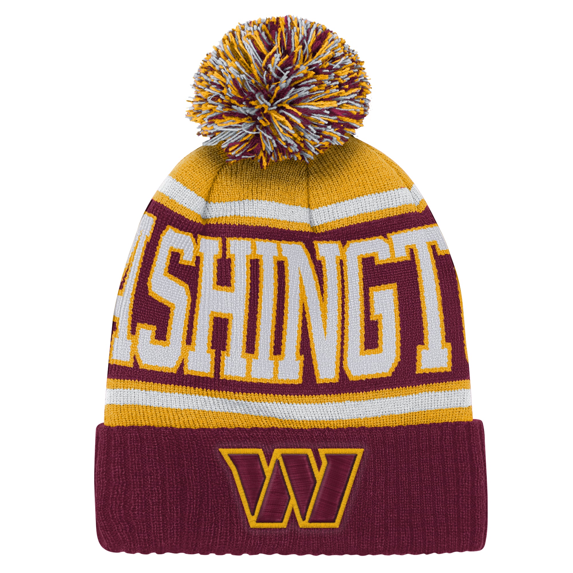 Preschool Outerstuff Burgundy Washington Commanders True Edge Cuffed Knit Hat with Pom