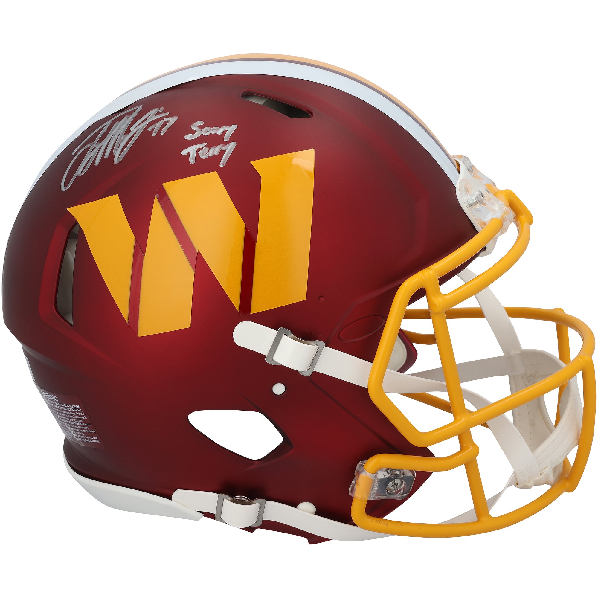 Casque Speed ​​Authentic autographié par Terry McLaurin des Washington Commanders avec inscription « Scary Terry »