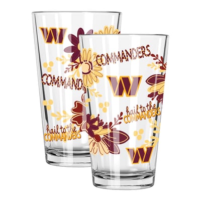 Washington Commanders The Memory Company Two-Piece 16oz. Flowers Pint Glass Set