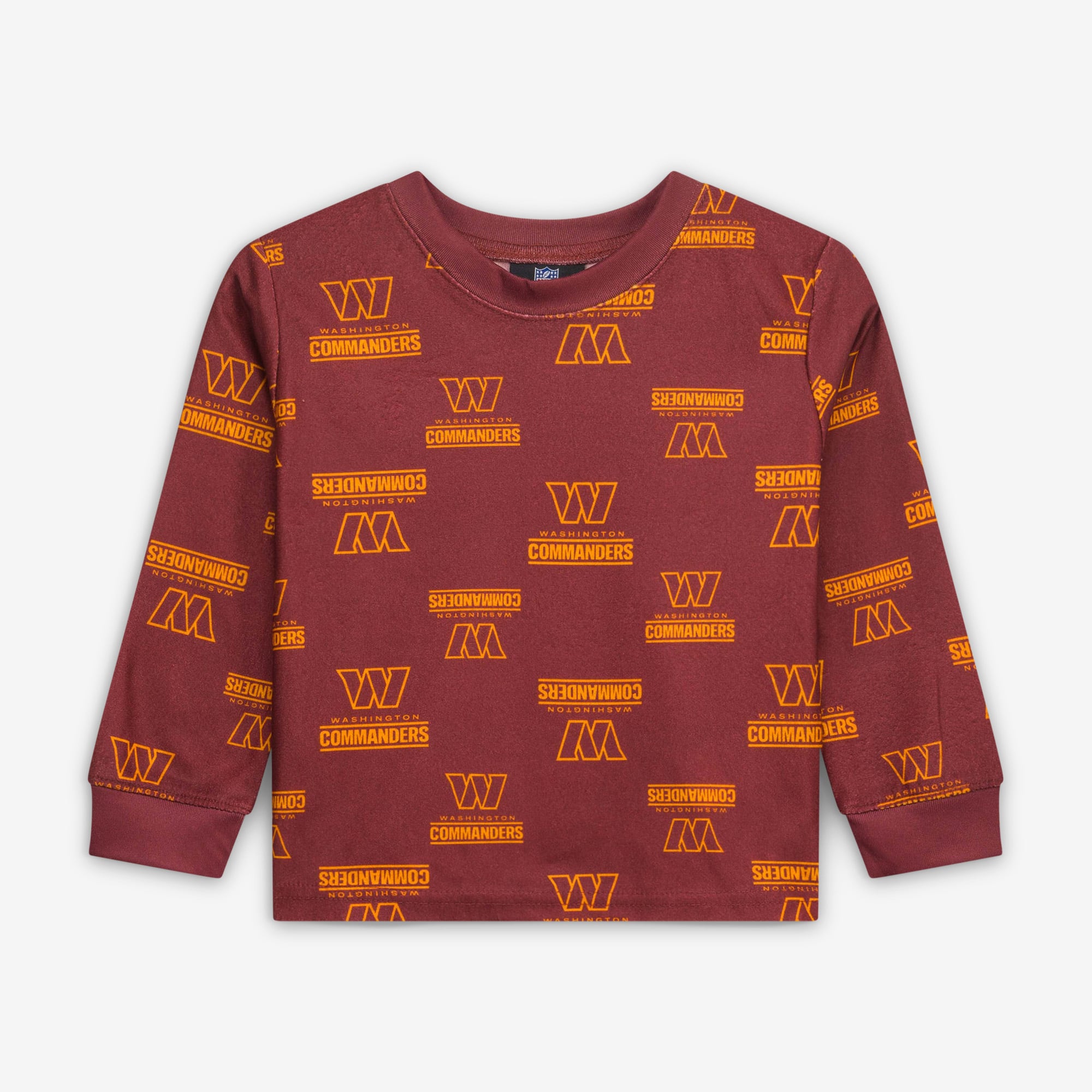 Toddler Outerstuff Burgundy Washington Commanders All-Over-Print Long Sleeve T-Shirt and Pants Sleep Set