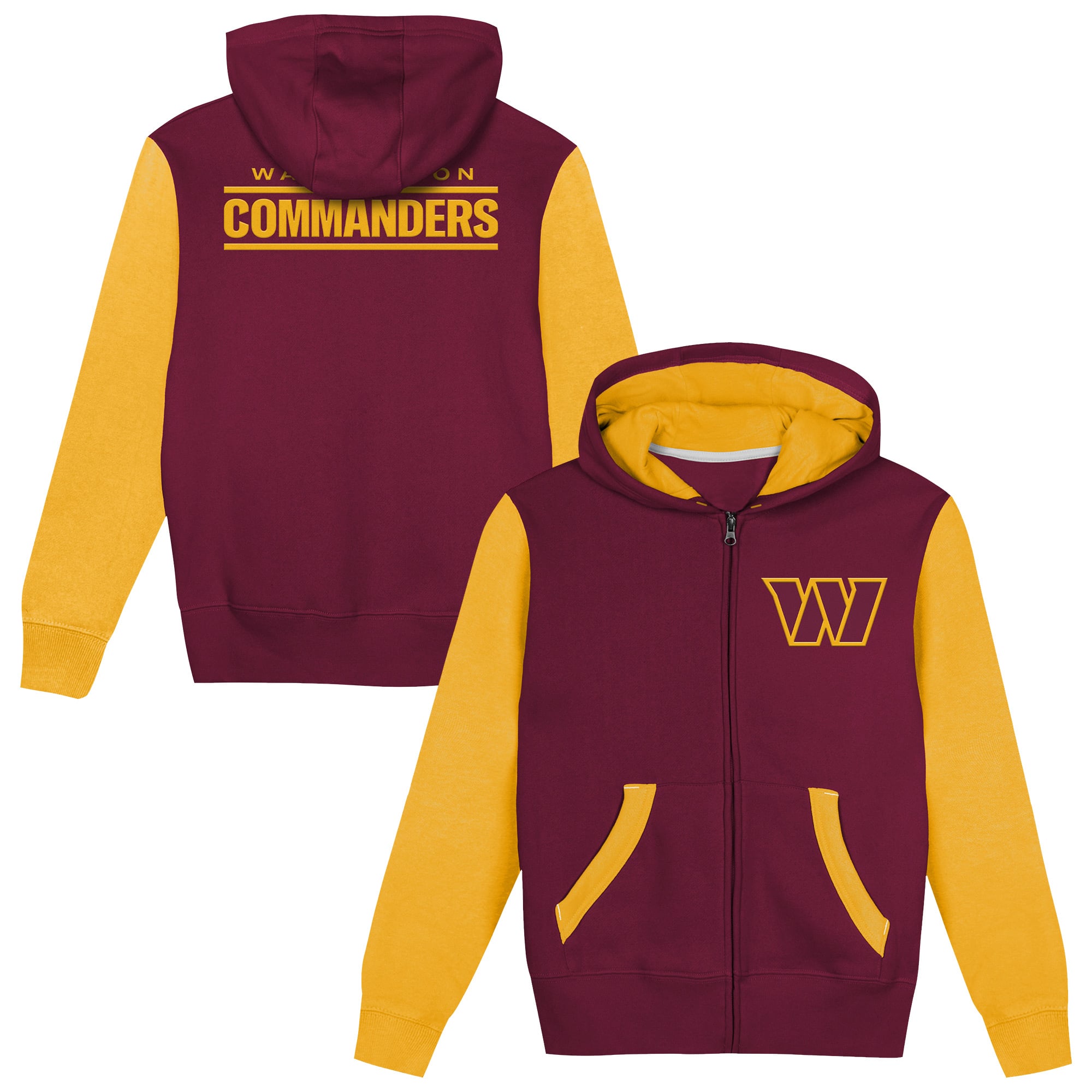 Sweat à capuche zippé Outerstuff bordeaux/or Washington Commanders Stadium pour tout-petit