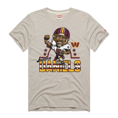 Jayden Daniels Washington Commanders Homage Unisex Caricature Player Graphic Tri-Blend T-Shirt - Stone