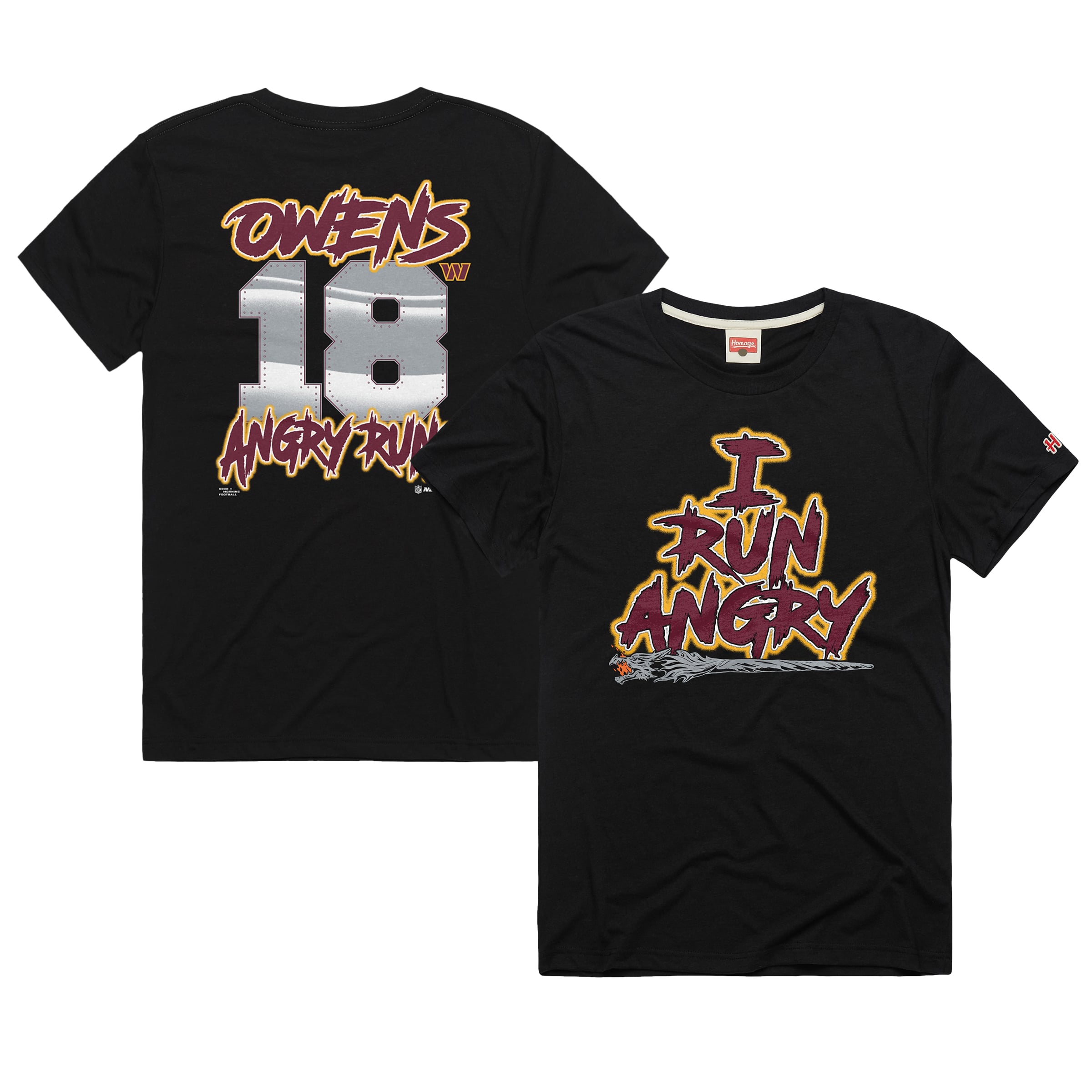 T-shirt unisexe Hommage Tyler Owens Black Washington Commanders Angry Runs en mélange de trois matières