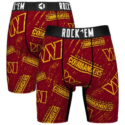  Washington Commanders Rock Em Unisex Throwback Logo Allover Boxer Briefs - Burgundy