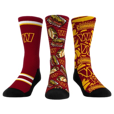  Washington Commanders Rock Em Unisex Fan Favorite Three-Pack Crew Sock Set - Red