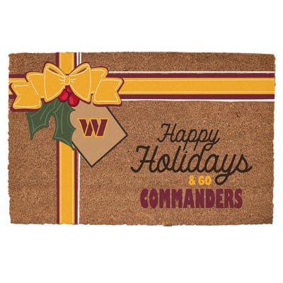 Washington Commanders 20" x 30" Holiday Gift Wrap Coir Door Mat

