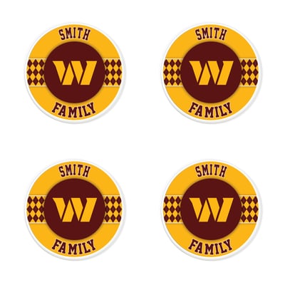 Washington Commanders 4" Personalized Circular Coasters 4-Pack Set