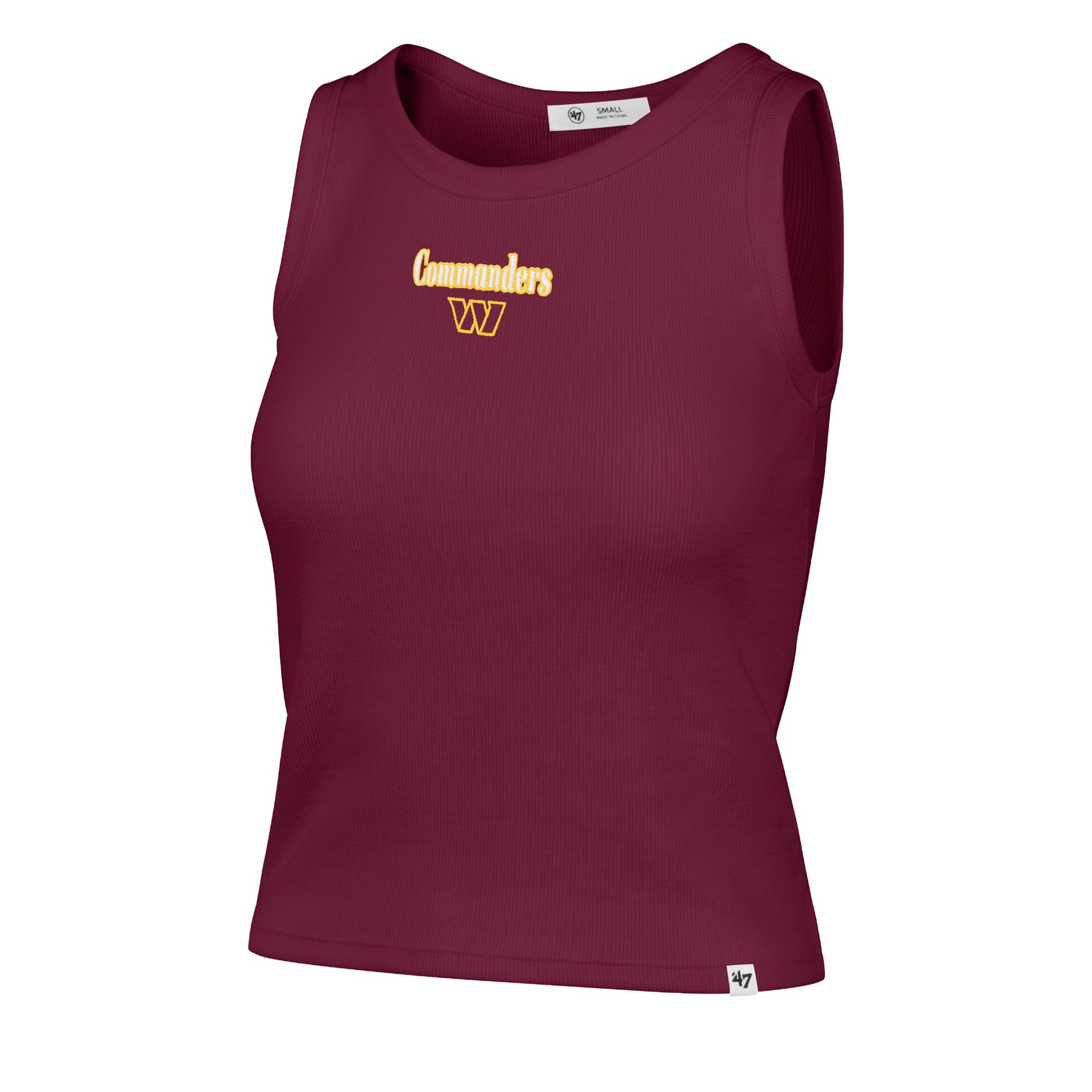 Débardeur court côtelé à coupe droite « 47 » pour femme, modèle Washington Commanders, couleur bordeaux