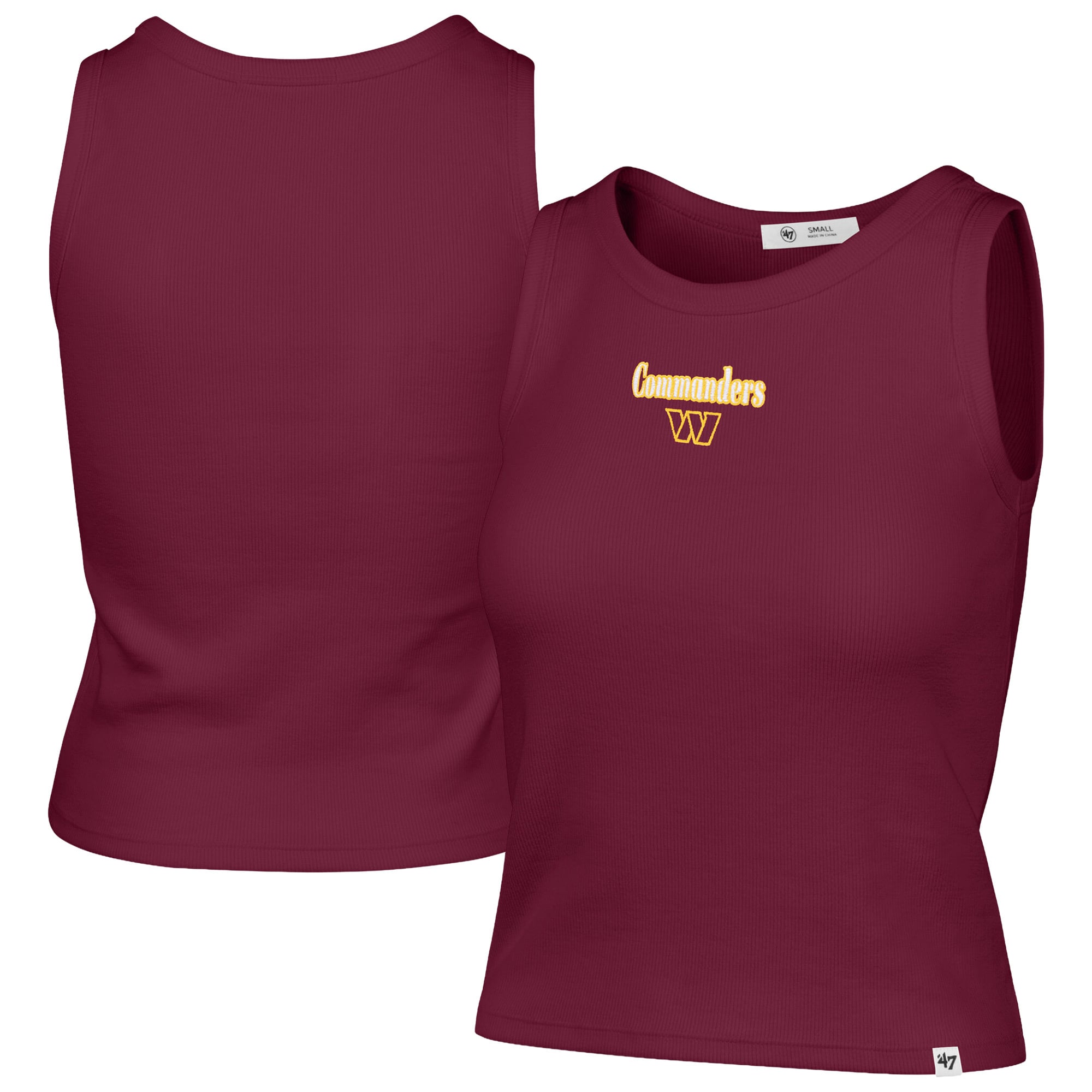 Débardeur court côtelé à coupe droite « 47 » pour femme, modèle Washington Commanders, couleur bordeaux