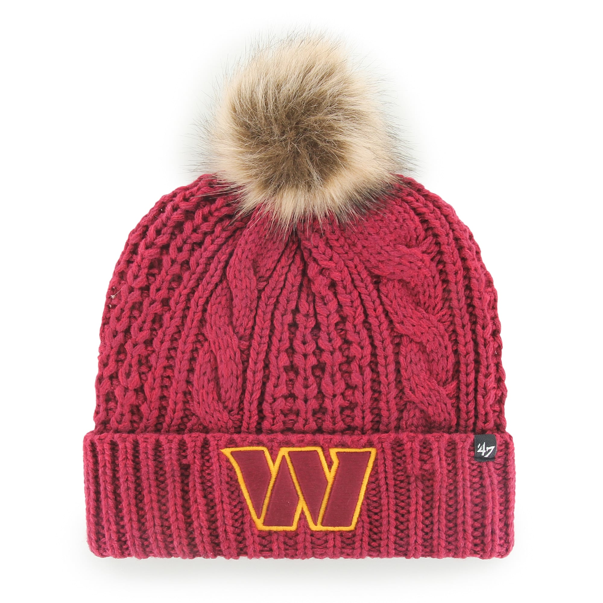 Women's '47 Burgundy Washington Commanders Meeko Cuffed Knit Hat with Pom
