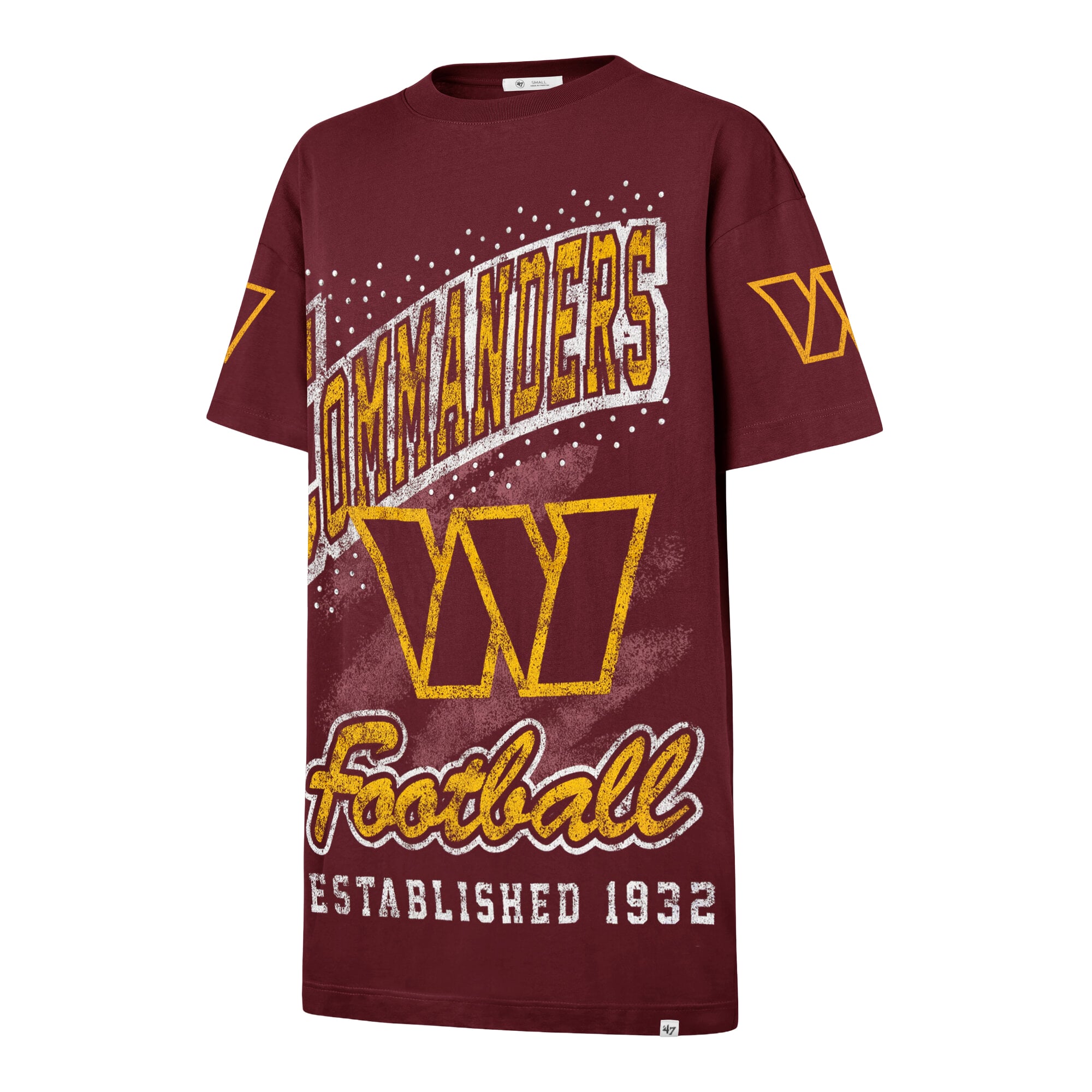Women's '47 Burgundy Washington Commanders Oversized Gemstone Swash T-Shirt Dress