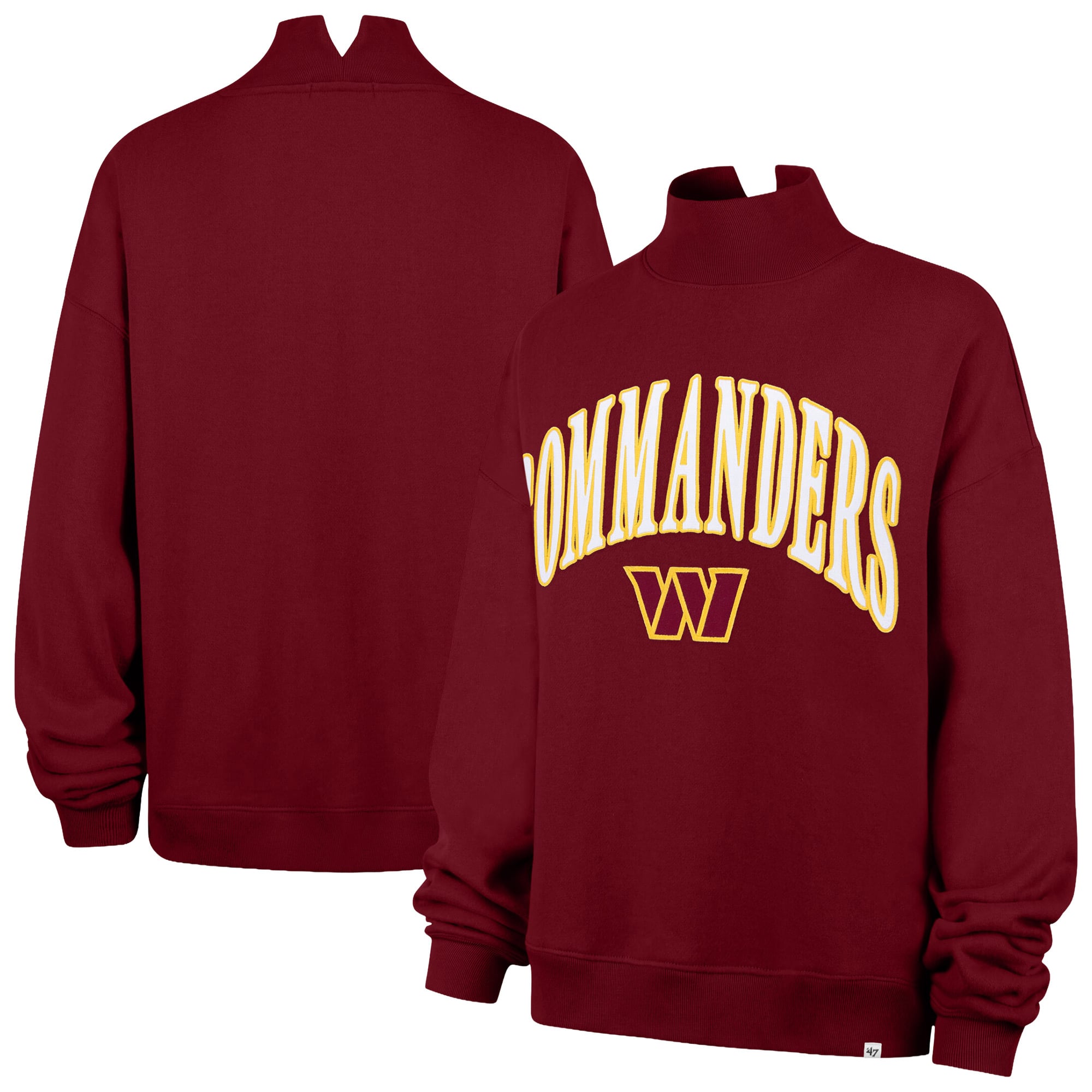 Sweat-shirt à col montant oversize « Washington Commanders » bordeaux 1947 pour femme