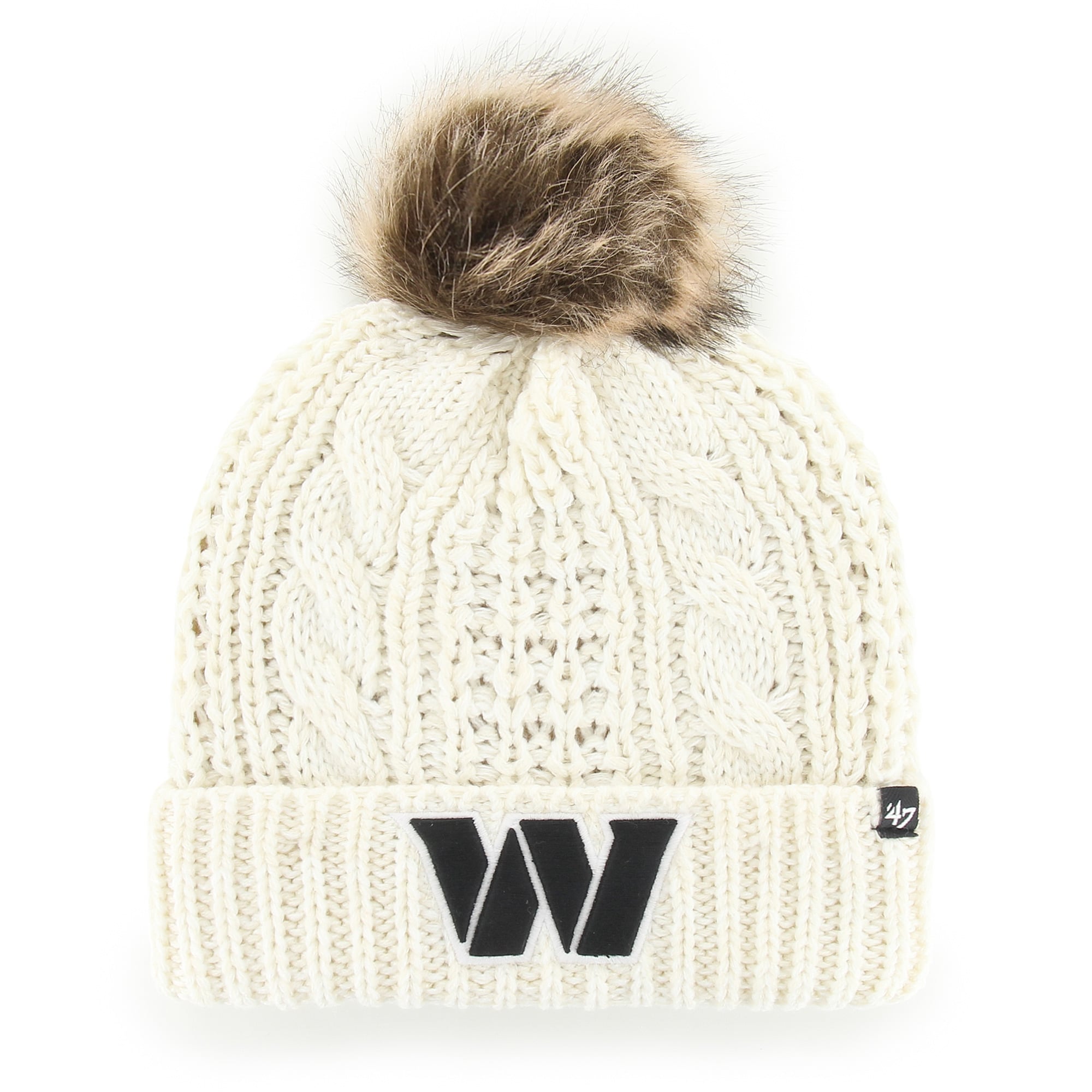 Bonnet en tricot à revers Meeko Washington Commanders Meeko '47 crème pour femme avec pompon