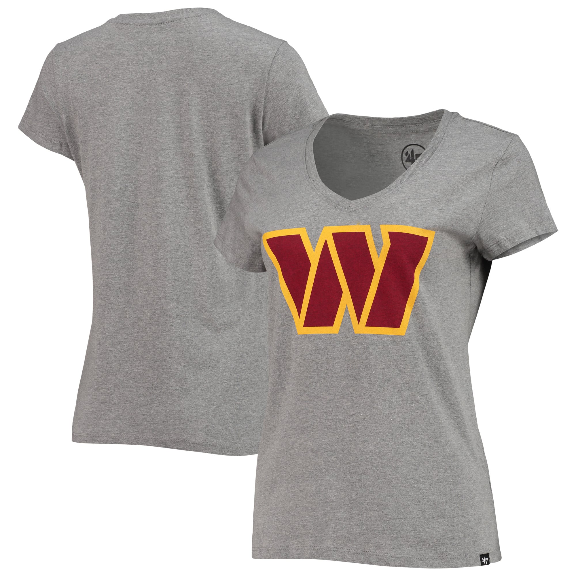 T-shirt à col en V Ultra Rival Washington Commanders Imprint '47 gris pour femme