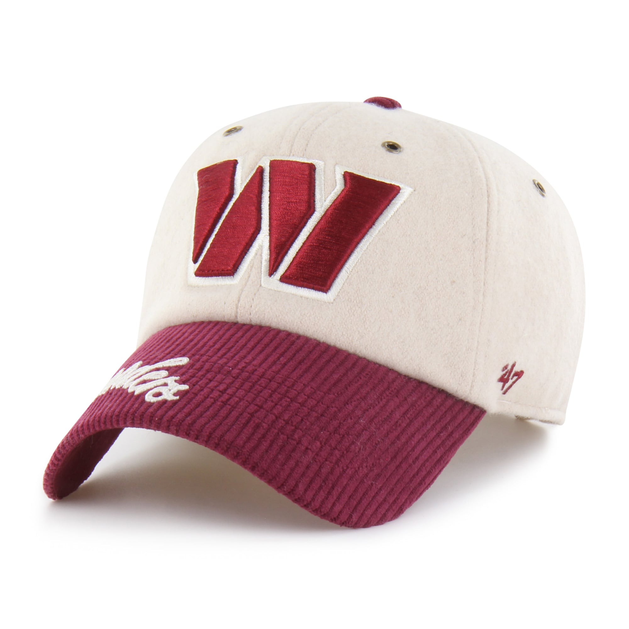 Women's '47 Natural/Burgundy Washington Commanders Rope Script Clean Up Adjustable Hat